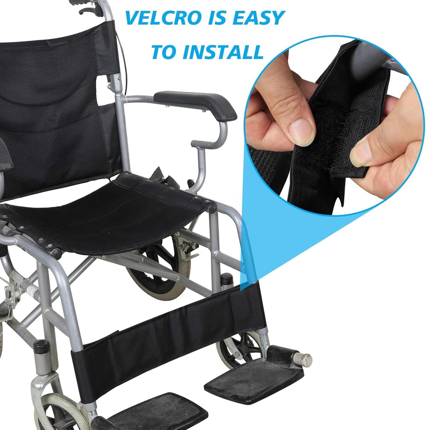 2 PCS Wheelchair Calf Strap, Lightweight Soft Footrest for Disabled Elderly,Transporter Leg Strap Support Lower Leg, Medical Leg Restraint Use Oxford Cloth Material 20.5 X 3.9 Inch F256 image number 3