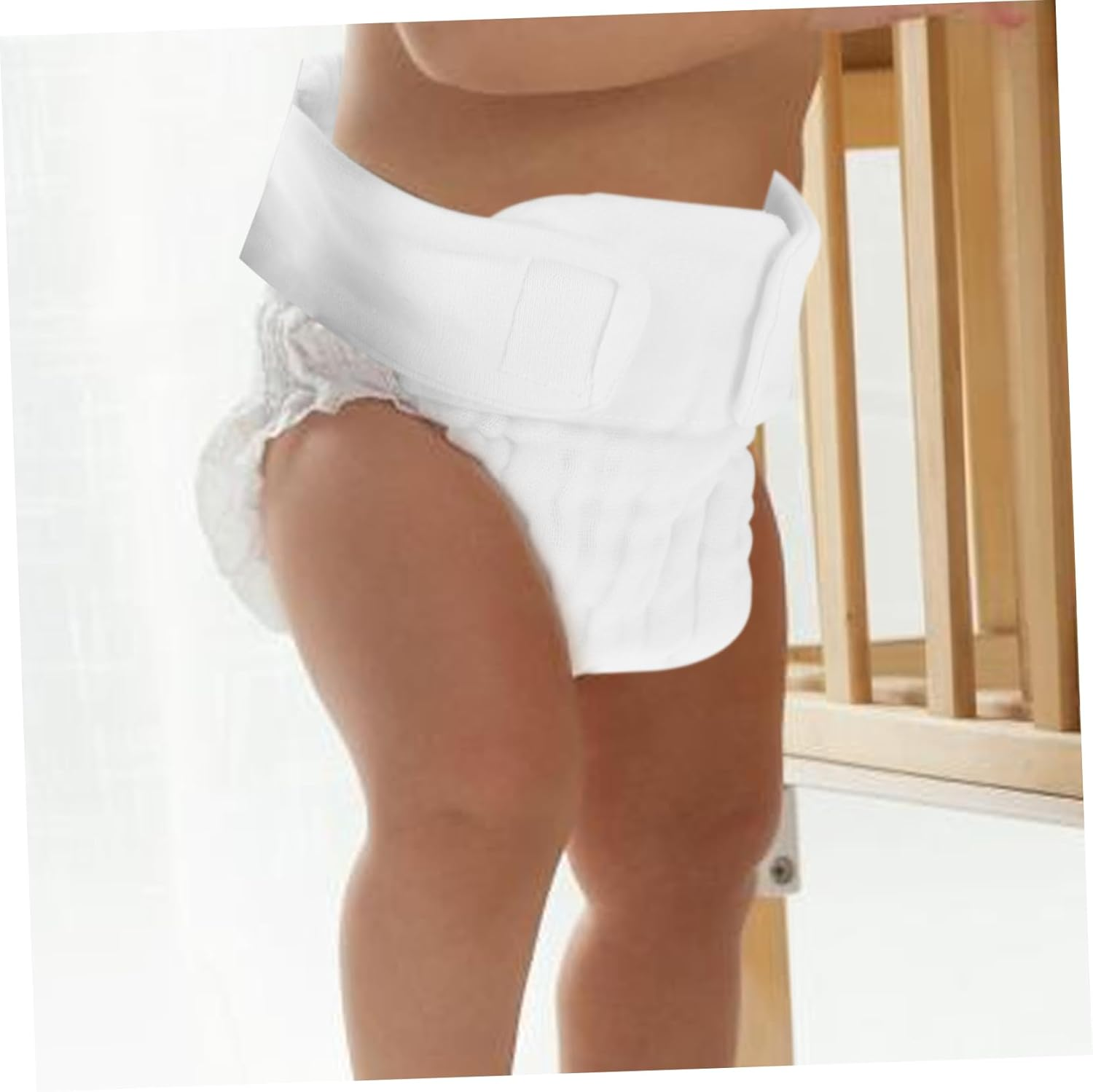 Organic Cotton Newborn Diaper Pants Adjustable Washable 3-Pack Soft Cloth Diapers for Babies White Absorbent Inserts image number 6