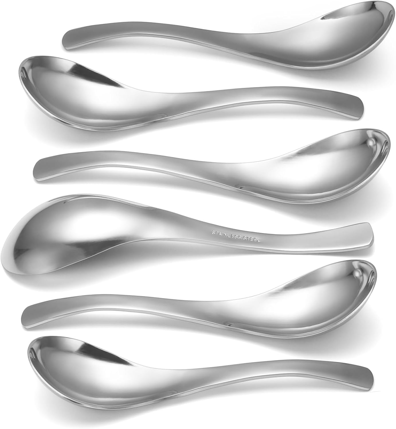 HIWARE Thick Heavy-Weight Soup Spoons, Set of 6, Stainless Steel