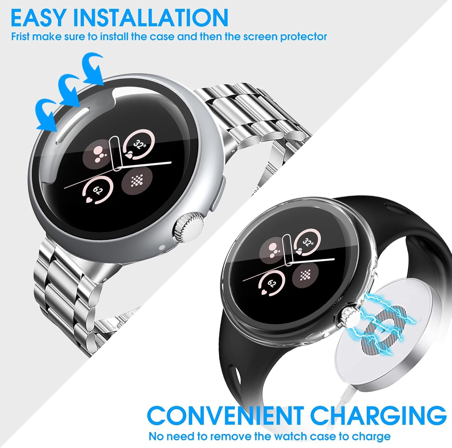 Tiorecime 10 Pack Case for Google Pixel Watch 3/2/1 41Mm with Tempered Glass Screen Protector, Shockproof Hard PC Bumper, All-Around Protective Cover Compatible with Pixel Watch 3/2/1 41Mm Accessories image number 6