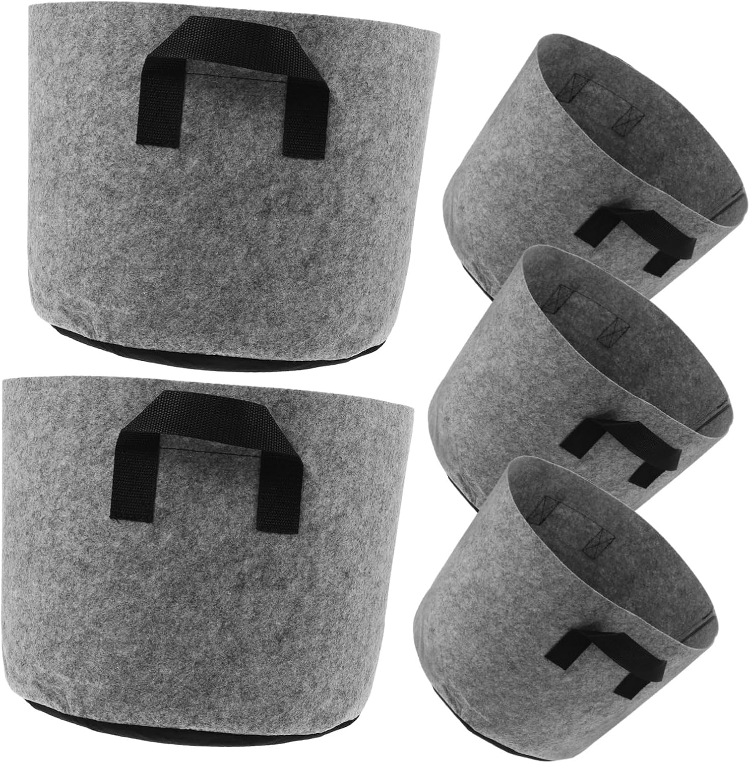 Gogogmee Sustainable Gardening 5Pcs Heavy Duty Felt Plant Grow Bags with Handles for Tomato Potato Grey image number 2