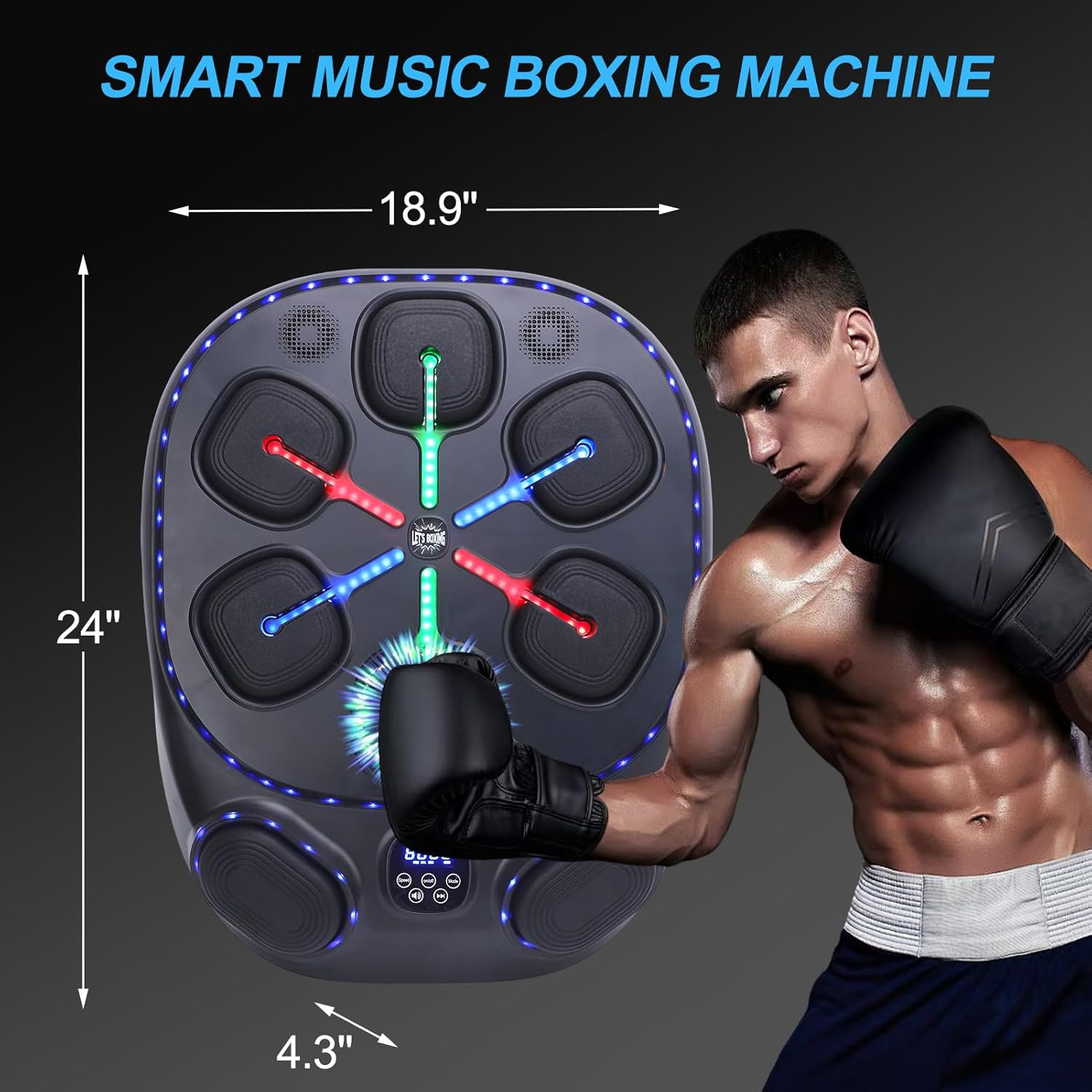 ZEMBSOYA Smart Music Boxing Machine Wall Target Training Adjustable Bluetooth Wall Mounted Punching Machine for Children Adults
