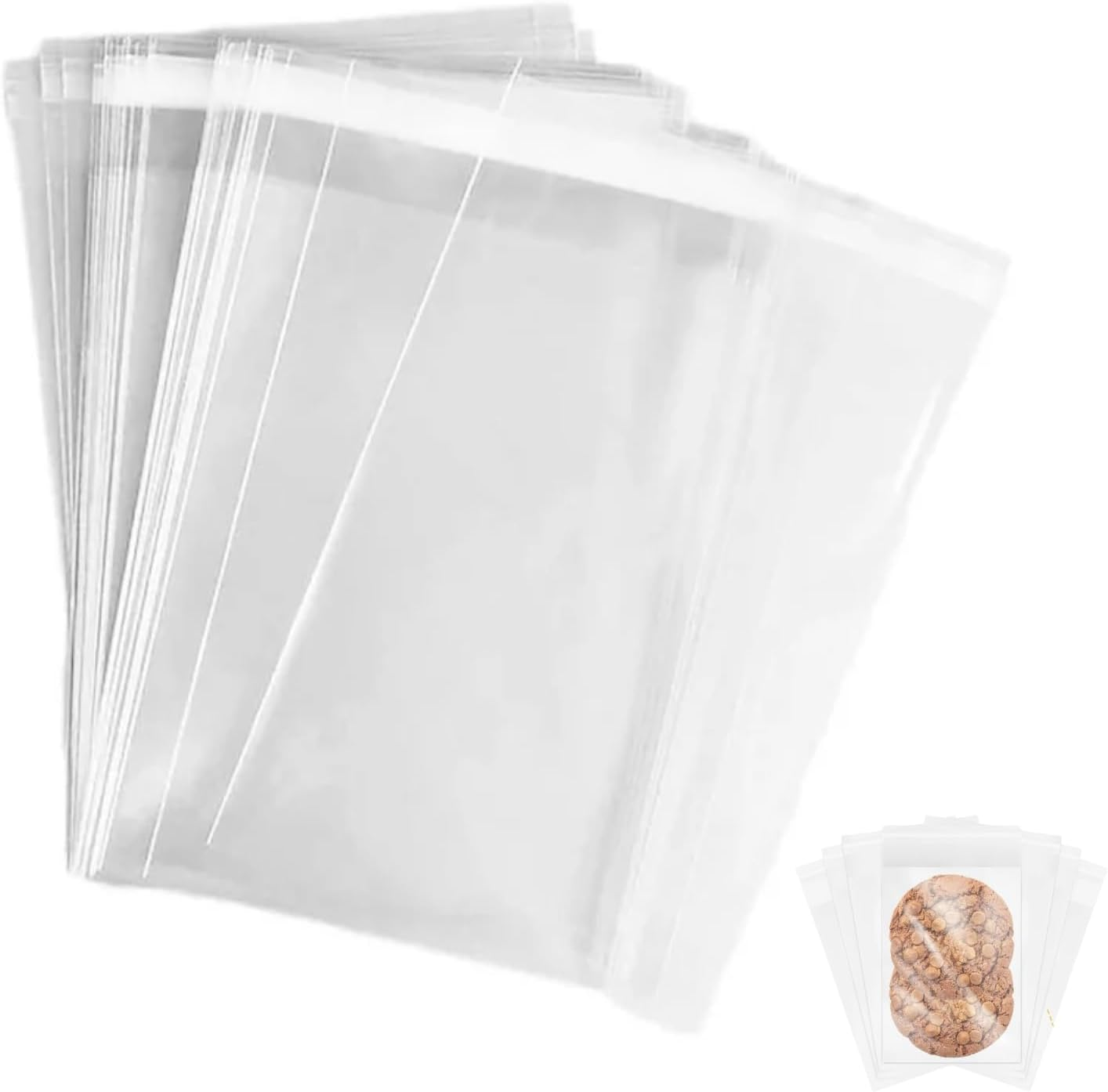 EZONEDEAL Clear Plastic Candy Packaging Bags Self Adhesive Cookie Biscuit Gift Bags -13Cmx10Cm - Clear - 100Pc/Pack image number 5