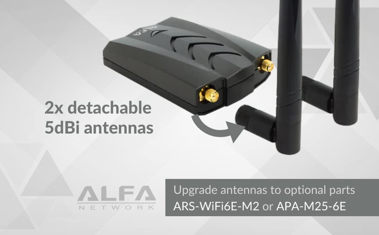 ALFA Network AWUS036AXML 802.11Axe Wifi 6E USB 3.0 Adapter AXE3000, Tri Band 6 Ghz, Gigabit Speed up to 3Gbps image number 3