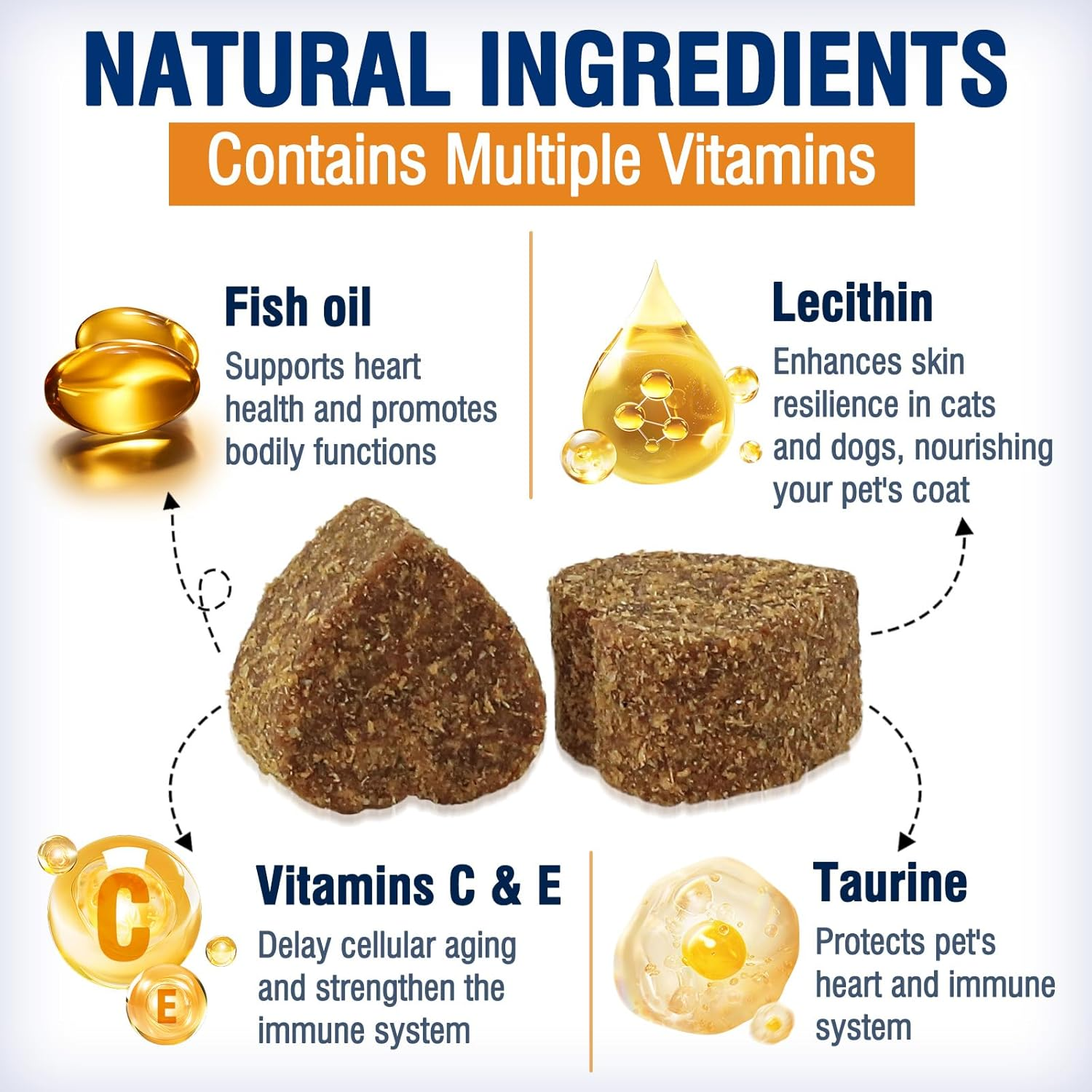 Cat Skin and Coat Healthy Chews, Crunchy Treats with Vitamin E, Omega 3, Moisturizes Skin & Promotes Shiny Hair, Reduces Shedding for Cats, Cat Supplements - Chicken 300G image number 5