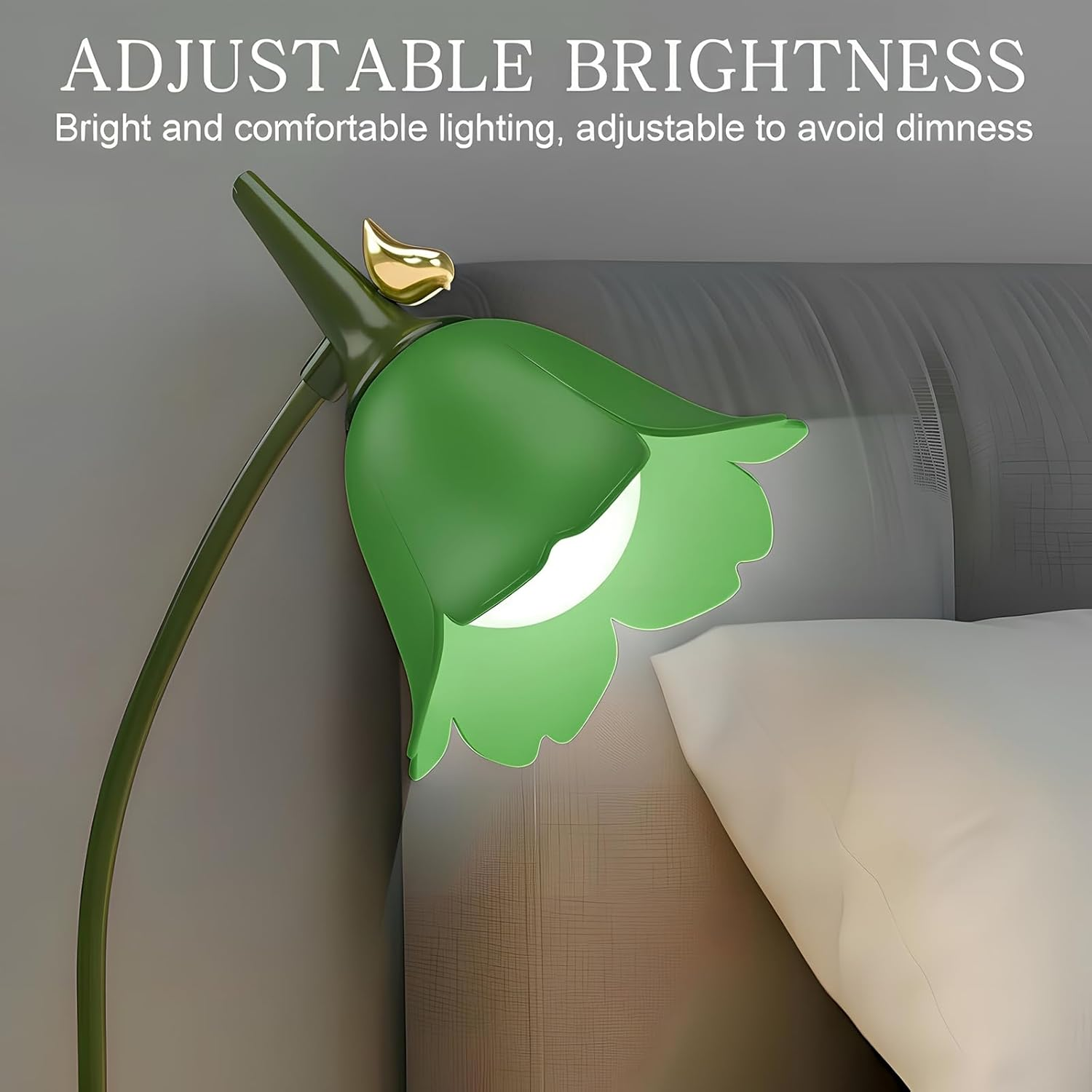 Flower LED Desk Lamp with Pen Holder for Children, Dimmable Table Lamp, 3 Colour Temperatures, Flexible Reading Lamp, Eye-Friendly Desk Lamp, Table Lamp, Foldable Bedside Lamp for Learning (Green) image number 5