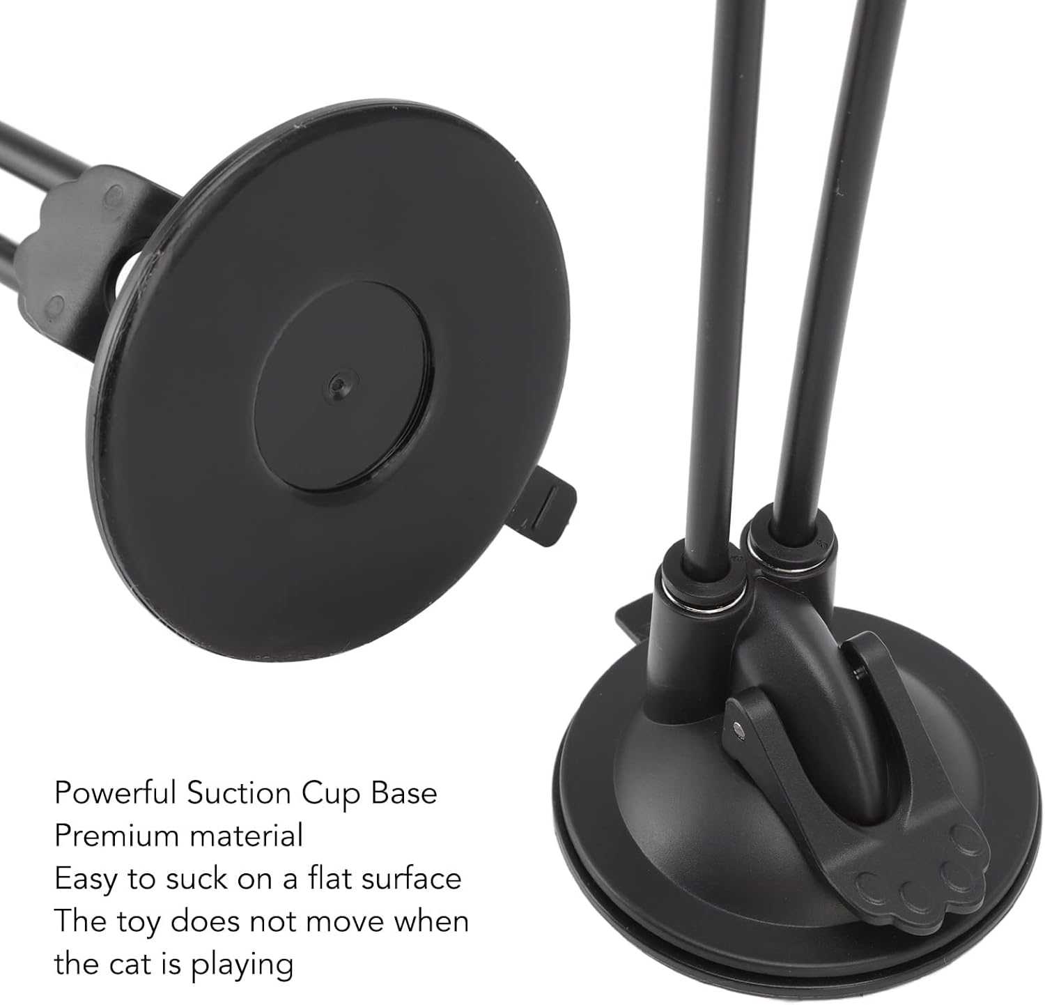 Cat Teaser Stick Toy, Powerful Base Flexible Boredom Relief Double Ended Suction Cat Feather Wand Interactive Toy Indoor Removable Steel Wire (Blue Flying Fish and Gray Mouse) image number 6