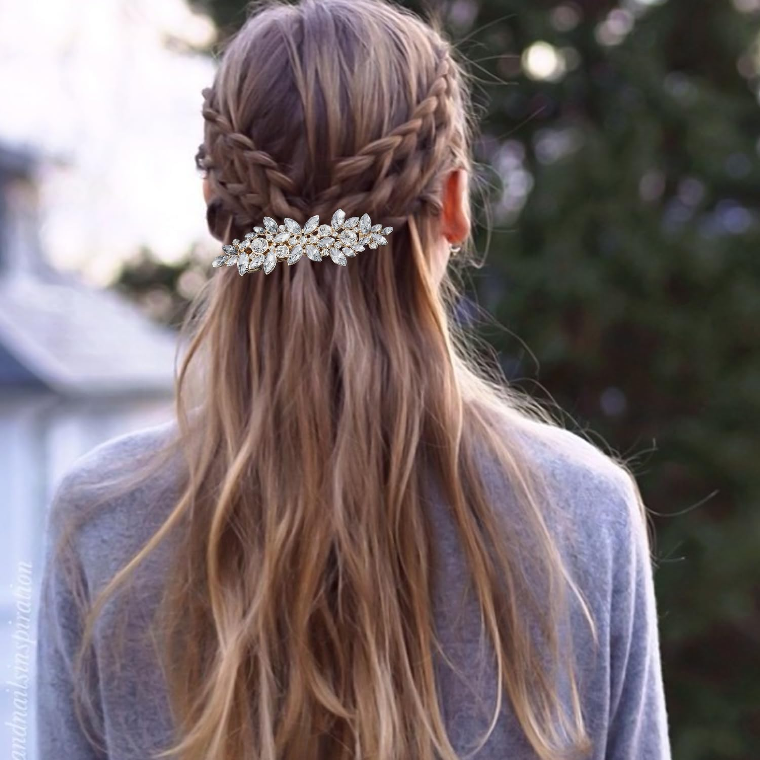 2 Pieces Rhinestone Hair Pins, Shiny Crystal Hair Accessories, Flower Shaped Side Clips, Bridal Headpiece, Suitable for Wedding and Dinner (Gold, Silver) image number 1