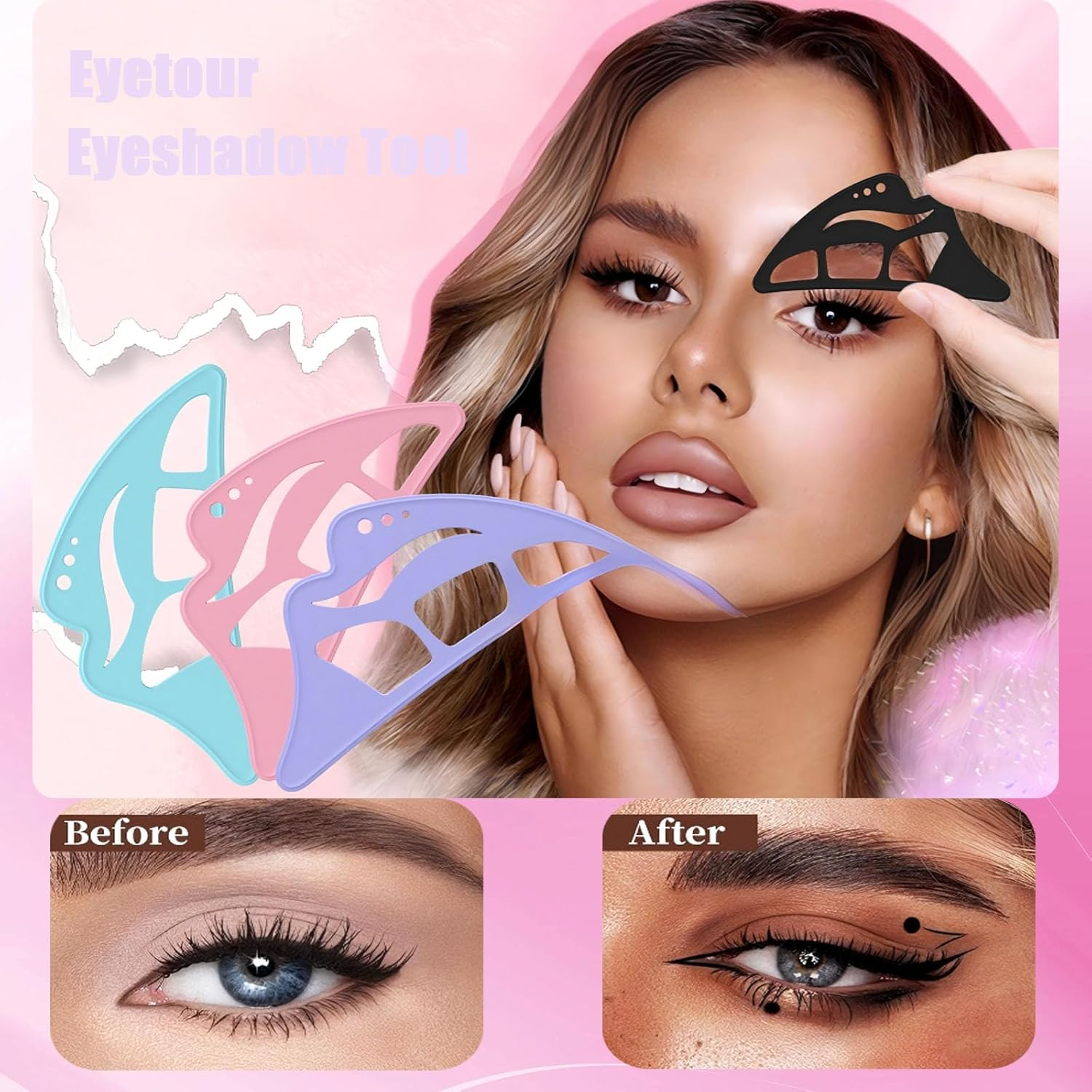 Leeneeneyetour Eyeshadow Tool,5 in 1 New Eyeshadow Assistant Aid Guide Stencils Tool,Professional & Quick Eye Makeup Tool for Women,Beginners (Black) image number 4