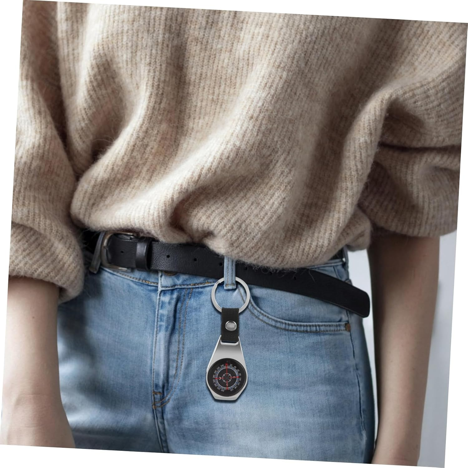 Abaodam 2Pcs Compass Keychain Outdoor Accessory for Hiking Survival Compass Ring for Keychains image number 4