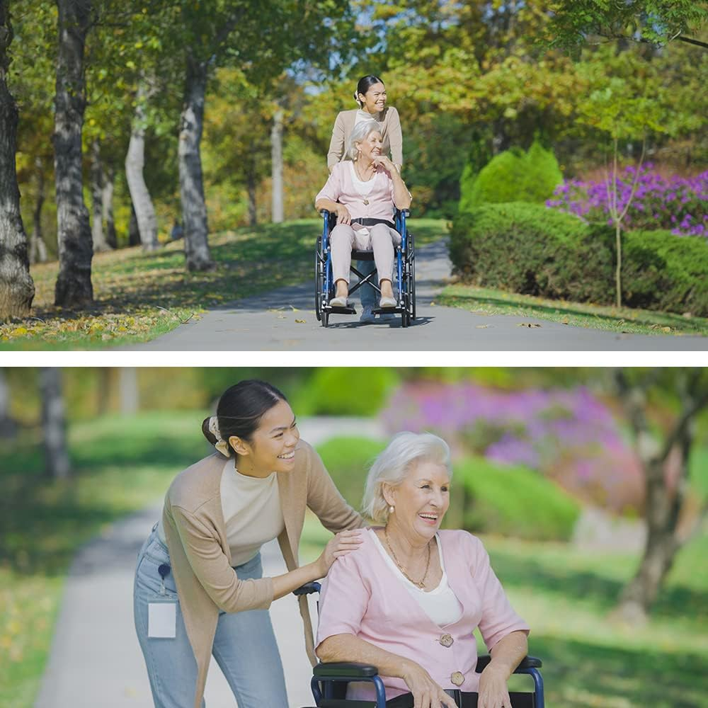 Folding Wheelchair with 24" Wheels and Blue Frame image number 6