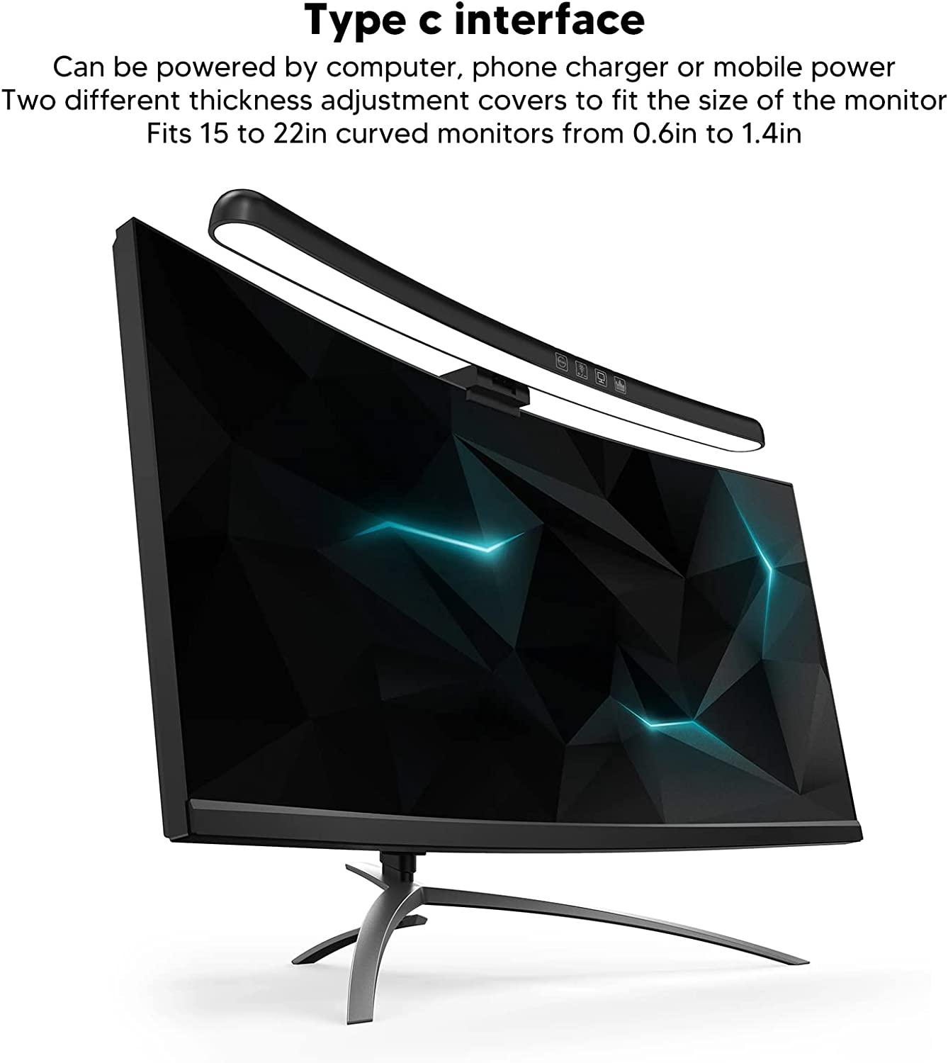 Gugxiom Curved Monitor Light Bar, Computer Monitor Lamp, Eye Caring PC Monitor Led Bar, with 3 Color Temperature Adjustment and 7 Color RGB, 5V 1A Asymmetric Optical Monitor Light, for HOM