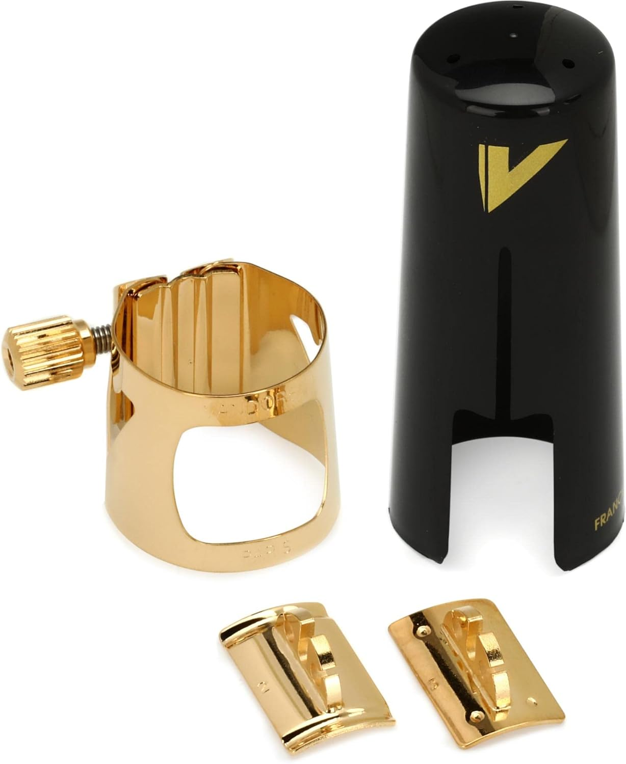 Vandoren Optimum Ligature and Plastic Cap for Alto Saxophone Gilded, Golden image number 2
