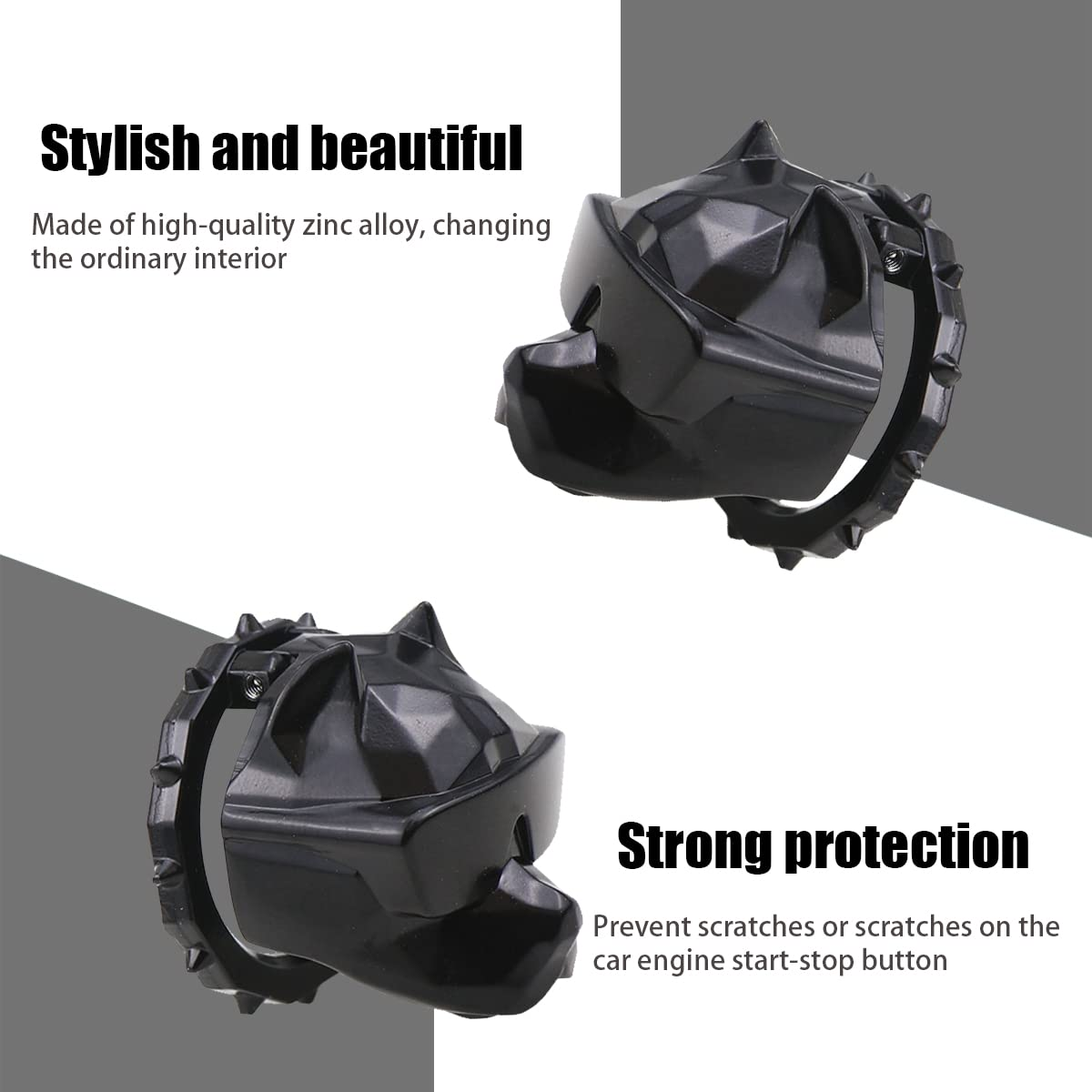 Zipelo Car Push to Start Button Cover, Vehicle Interior Engine Ignition Switch Protection Button Cover Sticker, Bully Dog Car One Button Start Stop Decorative Cover Universal for Car SUV Truck(Black) - Black image number 6