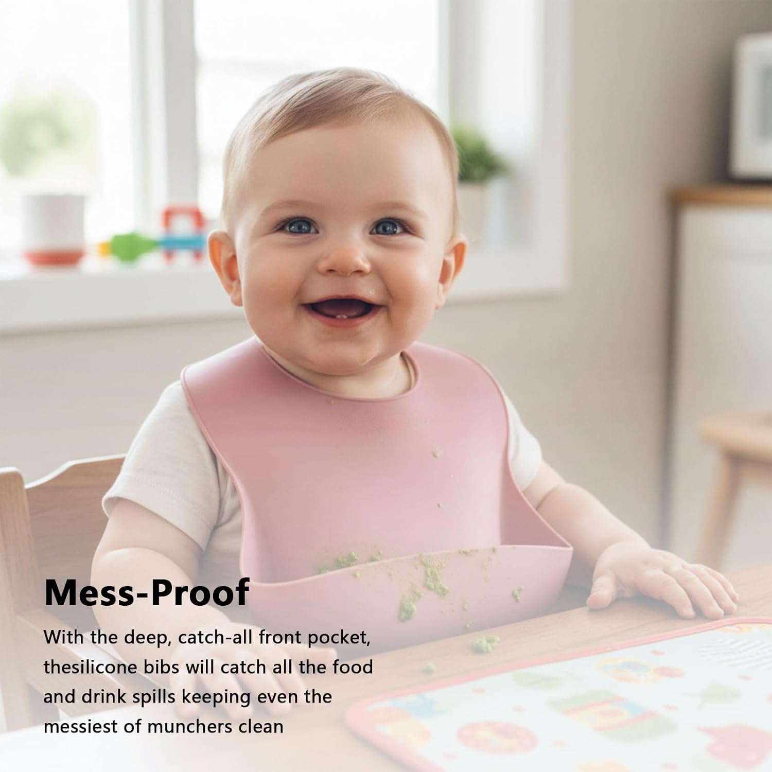 Adjustable Silicone Baby Bib with Food Catcher, Waterproof and Comfortable, Perfect for Girls and Boys, 6 to 36 Months &ndash; Ruibex image number 1