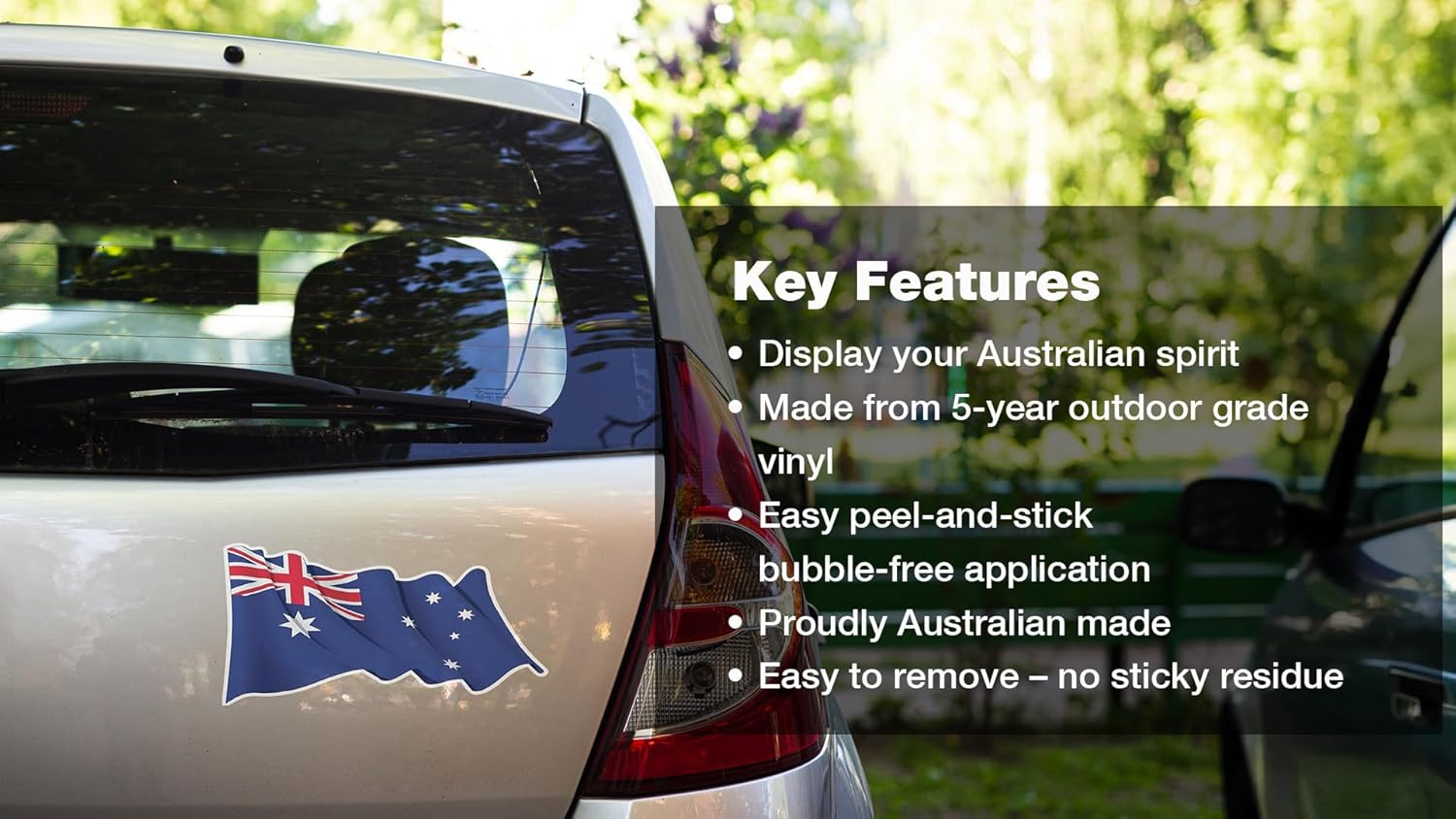 A Pair of Australian Flag Car Stickers &ndash; 30Cm X 15Cm Each Waving Flag Decal | Weatherproof 5-Year Outdoor Vinyl | Bubble-Free Application | Aussie Pride for Cars, Windows, Toolboxes, Laptops image number 3
