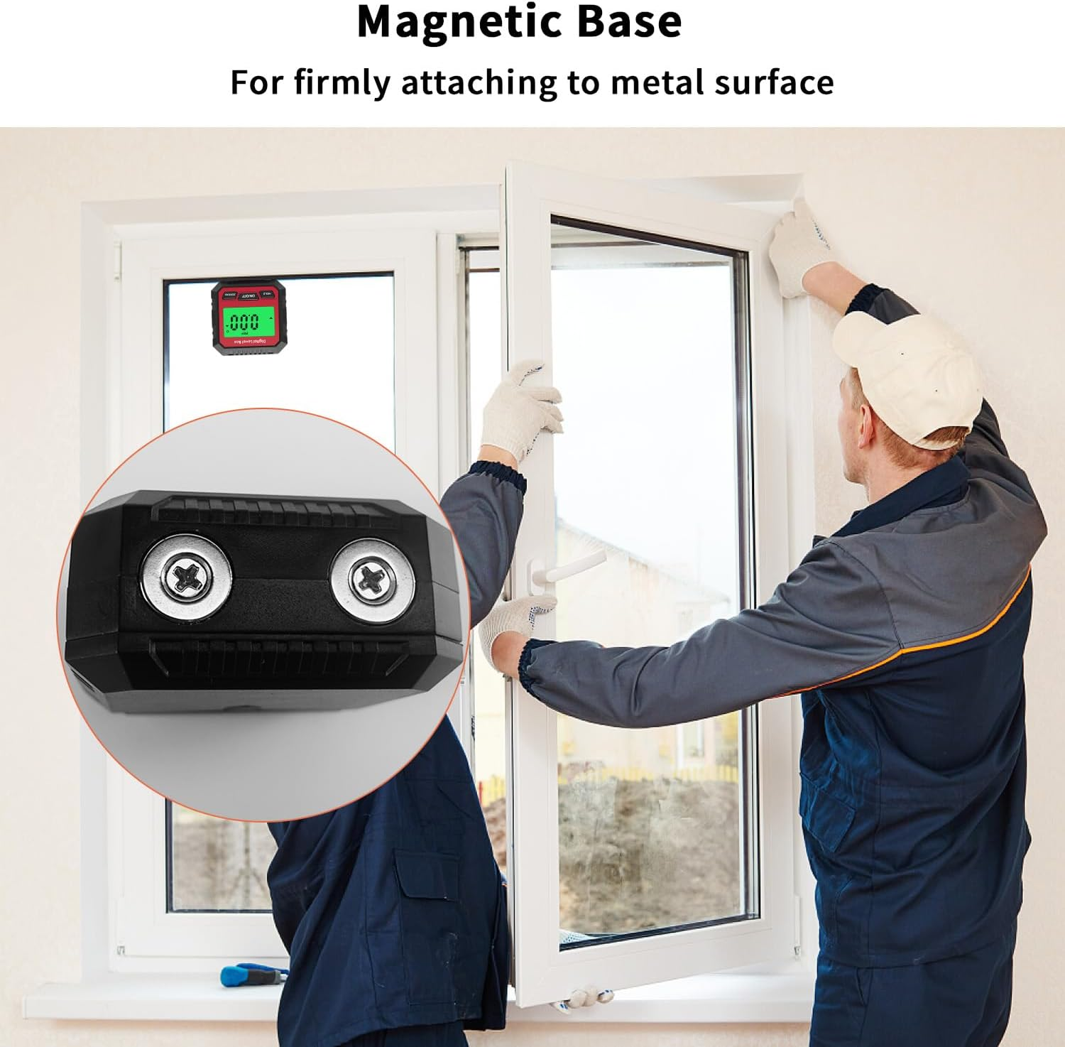 QUMOX Digital Angle Gauge Magnetic Protractor Inclinometer Level Angle Finder Angle Cube Level Box with Magnetic Base and Backlight (Red) image number 4