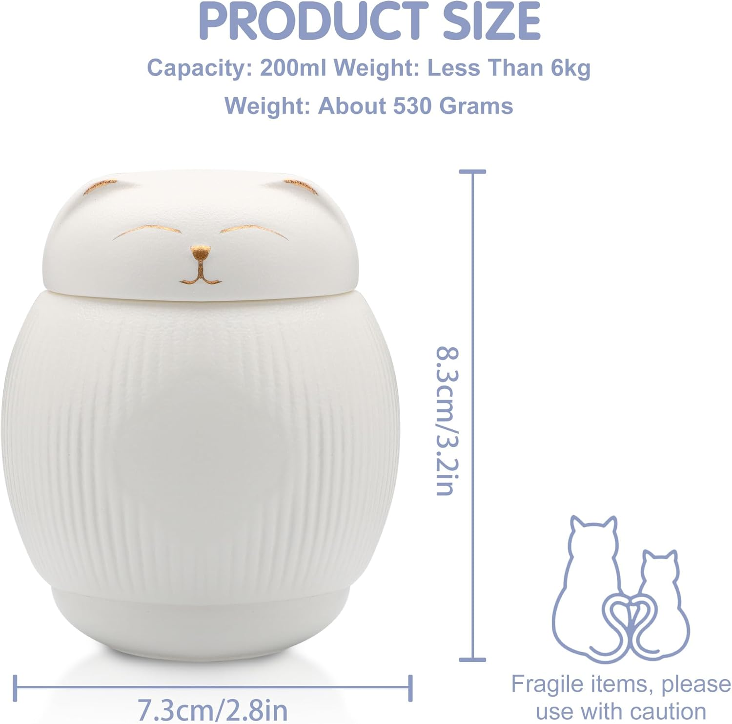 Didibirdi Ceramic Urn for Cat, Animal Urn, Pet Memory Box, Cat Urn for Ashes, White Cat Urns for Ashes (4 Kg) image number 3
