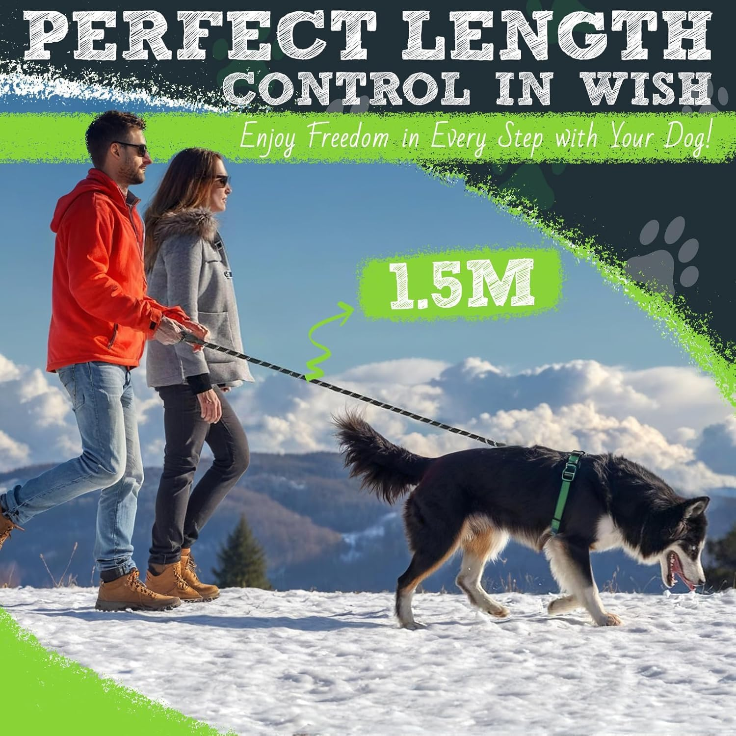 5FT Strong Dog Leash, with Comfortable Padded Handle and Highly Reflective Threads Leash for Small Medium and Large Dogs, Puppy Training Essential Leads for Walks, Hikes image number 6