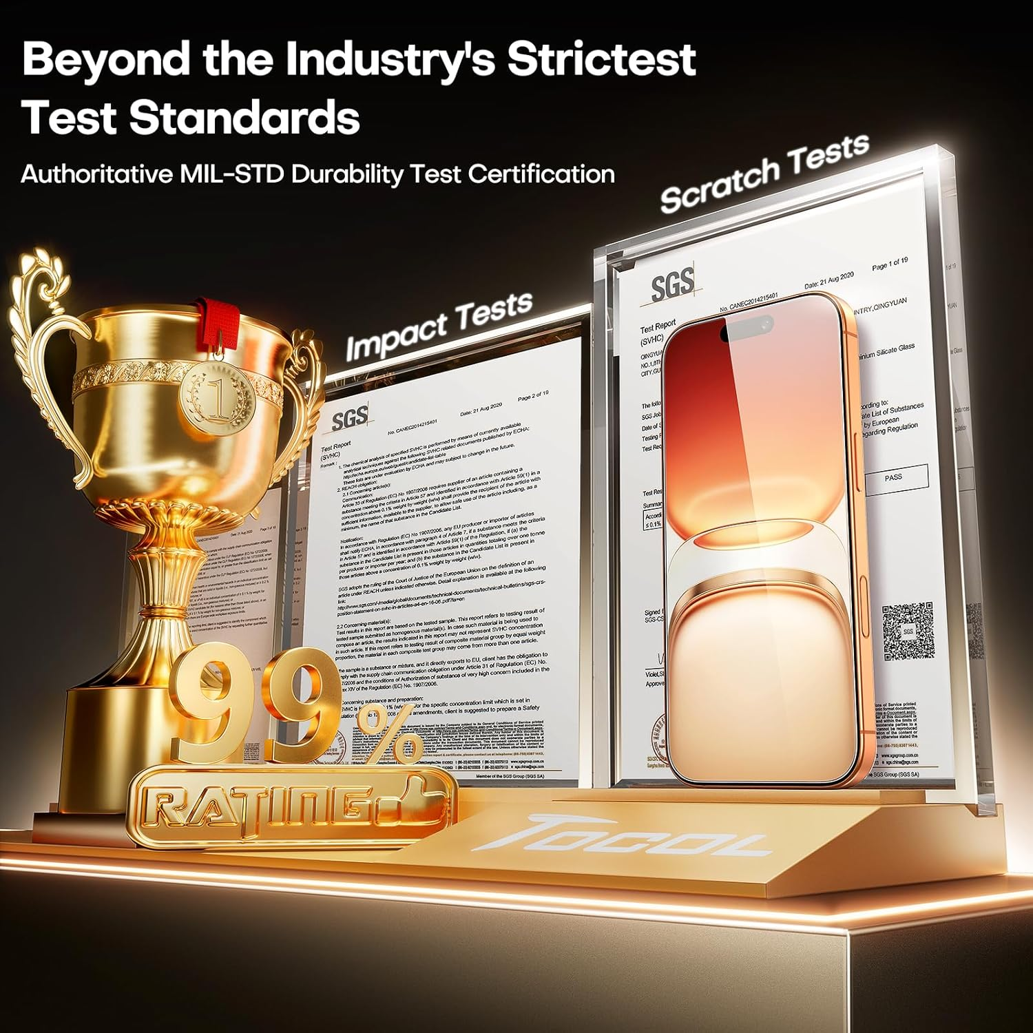 TOCOL for Iphone 17 Pro Max Screen Protector 6.9 Inch 9H Hardness Military Grade Shatterproof HD Tempered Glass for Iphone 17 Pro Max Full Coverage Easy Installation 2 Pack image number 1