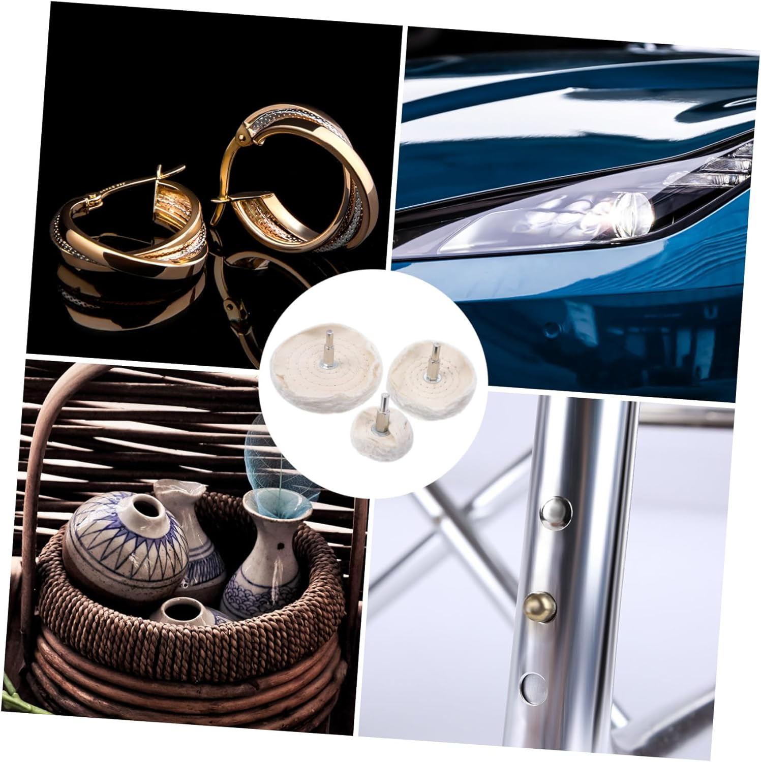 GETAJGHSD Buffing Wheel Mop Kit 3Pcs White Cotton Polishing Wheels with Handles 50Mm 75Mm 100Mm for Car Polisher Equipment Automotive Body Repair Buffing Pads image number 6