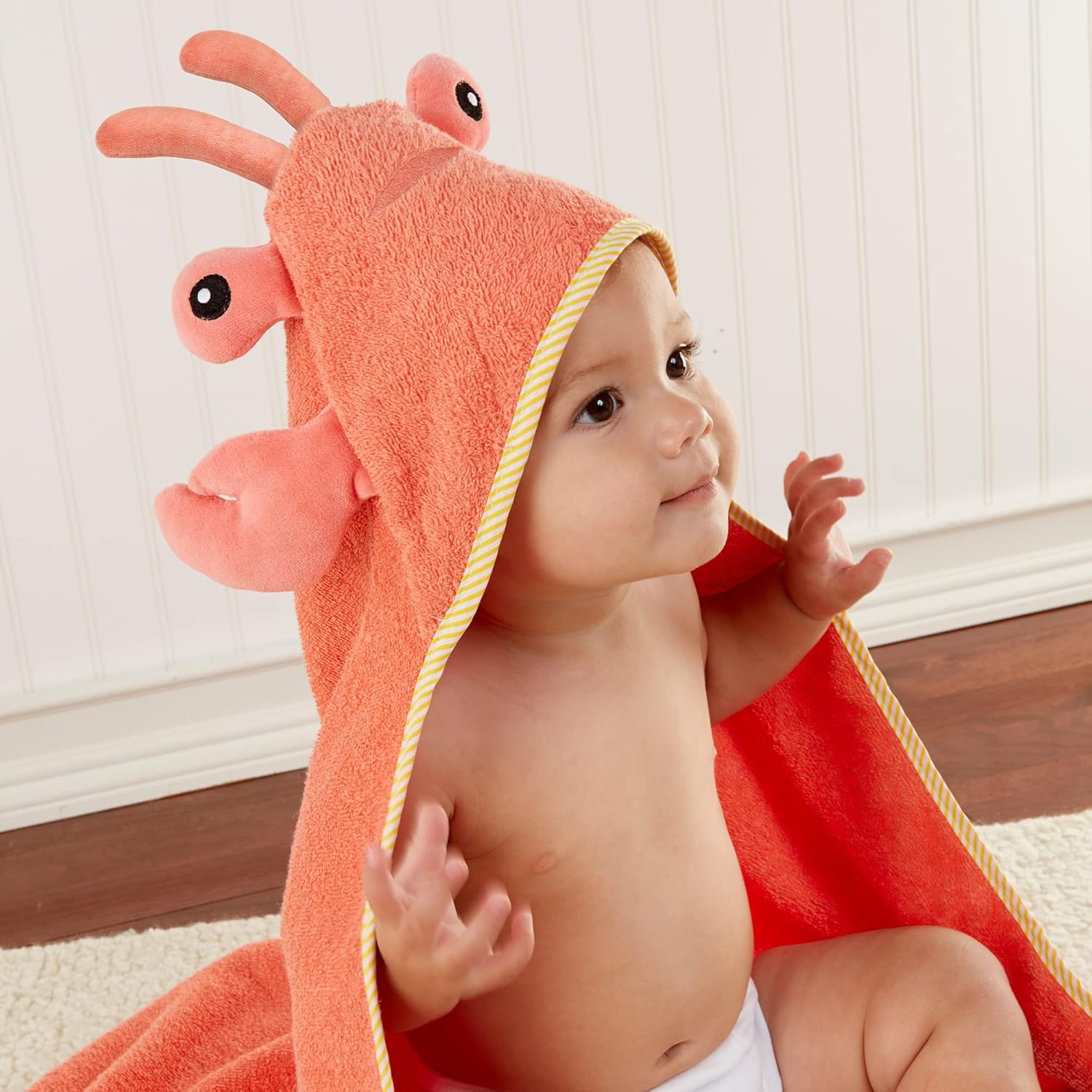 Baby Aspen Baby Boys Lobster Laughs (Updated Gift Packaging) Hooded Towel, Orange, 1 Count US image number 5