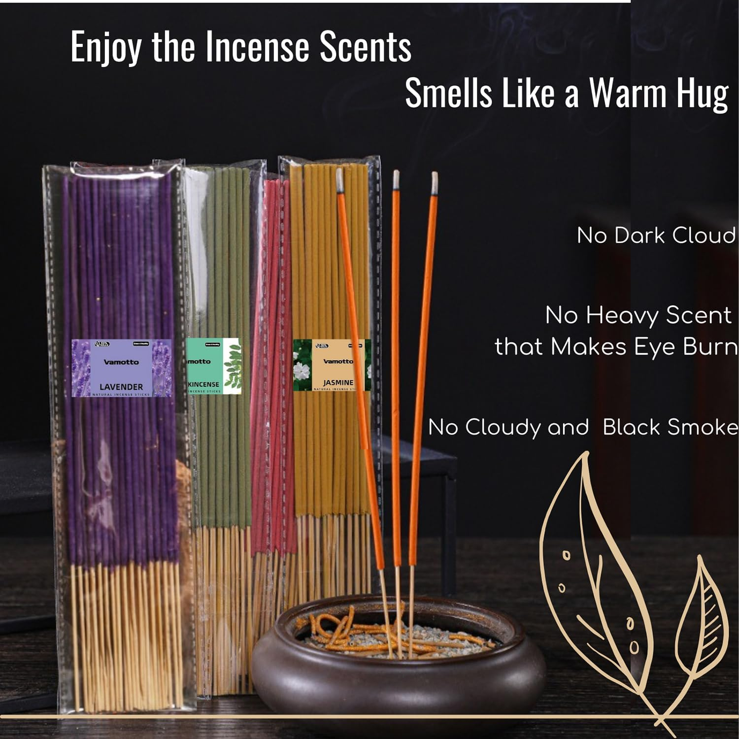 Vamotto 160 Pcs Incense Sticks, 100% Pure Organic Natural Hand Rolled Free from Chemicals-For Church,Aroma Therapy,Relaxation,Incense for Air Purifier, Mind & Spirit (Mixed) image number 6