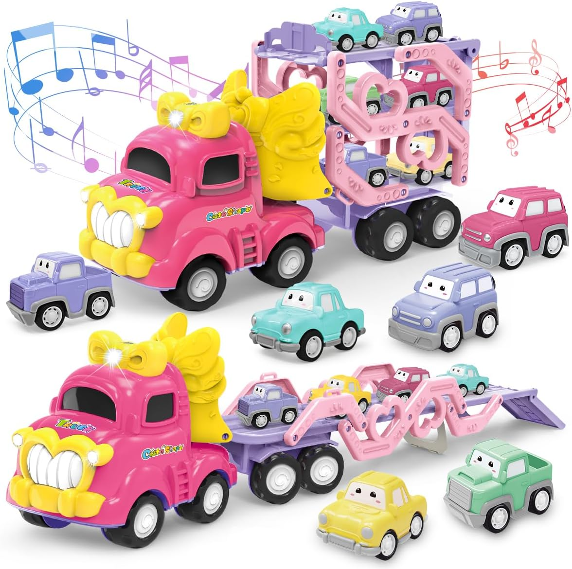 Kaekid Dinosaur Truck Toys for Toddlers, Press and Go Car Toys, Kids Construction Vehicles Playset, Infant Play Vehicle Set, Birthday Gift Toys for 18 Months + Boys Girls