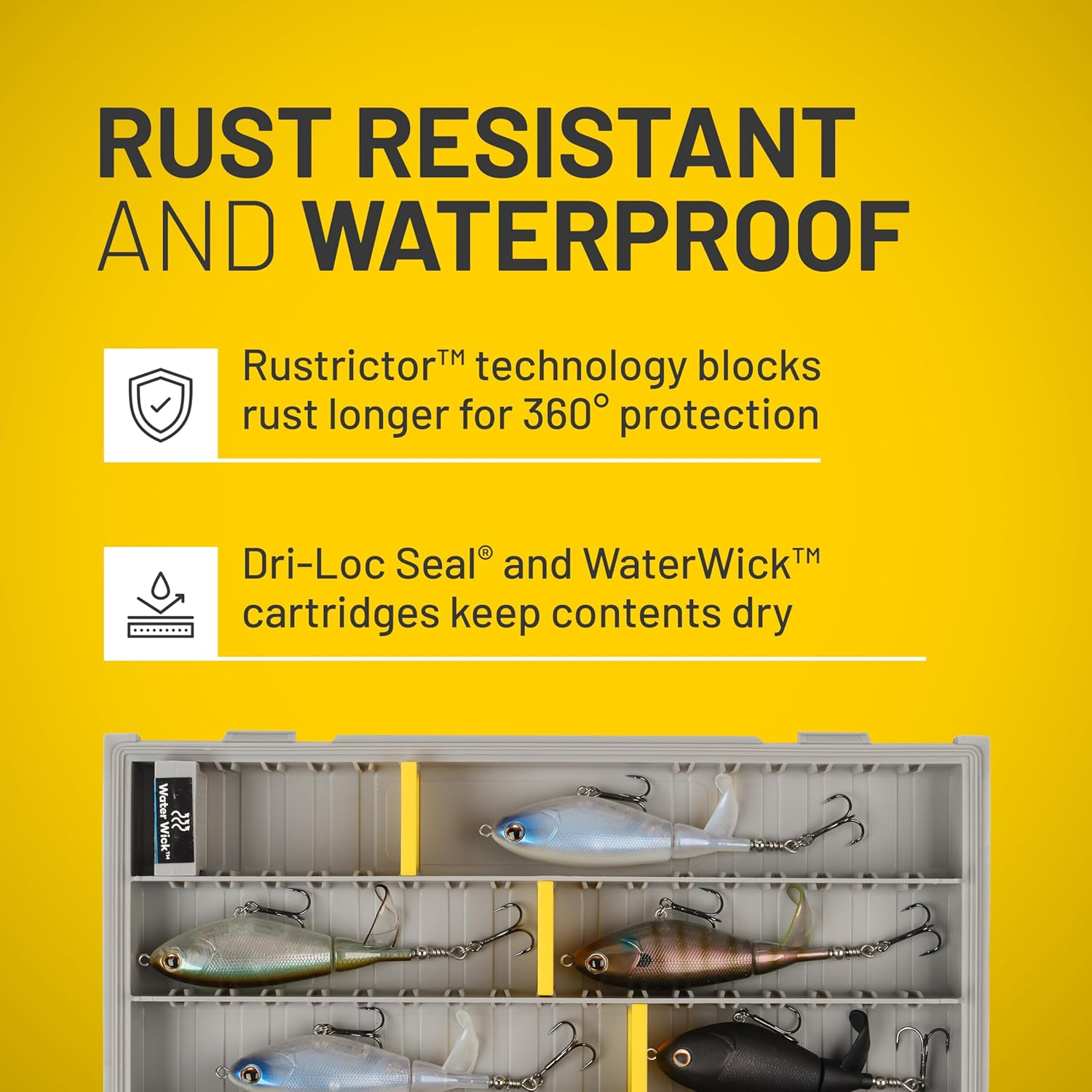 Plano EDGE 3700 Hook Utility Box, Clear/Yellow, Tackle Storage Accessories, Waterproof and Rust-Resistant Container for Fishing Hooks image number 4