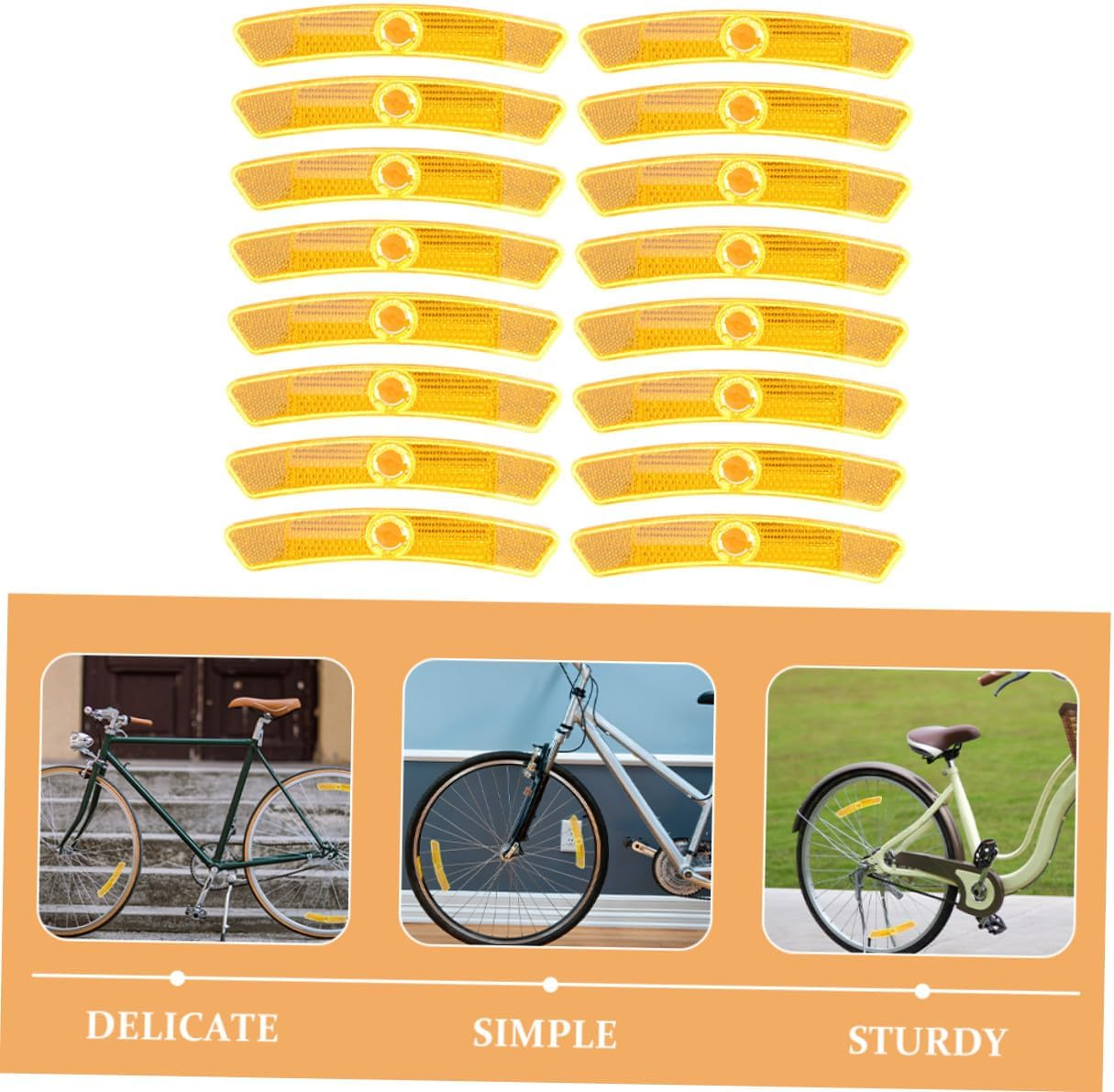 Gatuida 16 Pcs Bicycle Wheel Reflectors for Night Riding Yellow Mountain and Road Bike Safety Accessories Reusable Reflective Warning Decoration for Enhanced Visibility image number 4