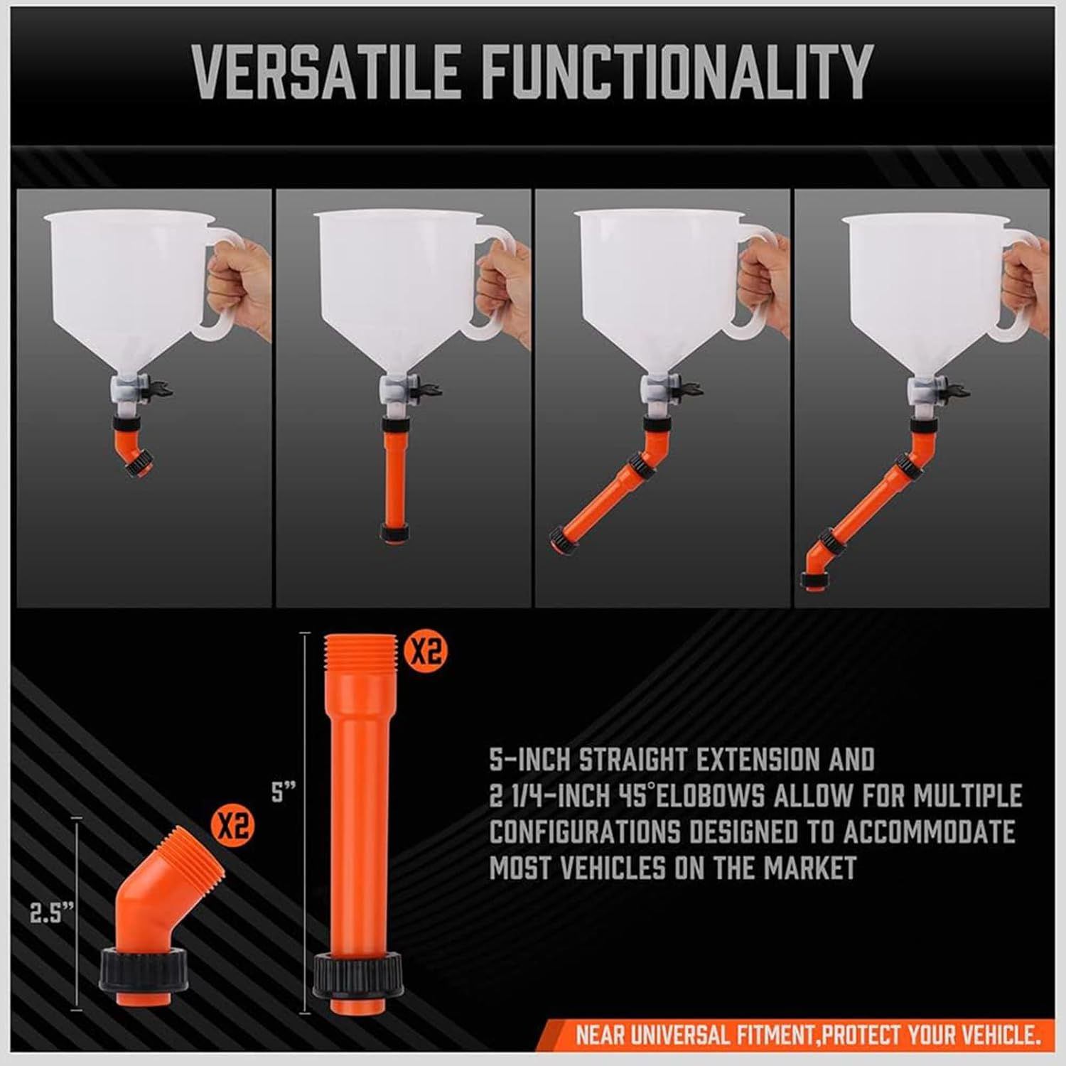 No-Spill Coolant Funnel Kit, with Valve Switch and Handle, Radiator Bleeder Funnel Kit, Car Coolant Refill Tool, Universal Fitment Applicable to Any Vehicle (15 Pcs) image number 5