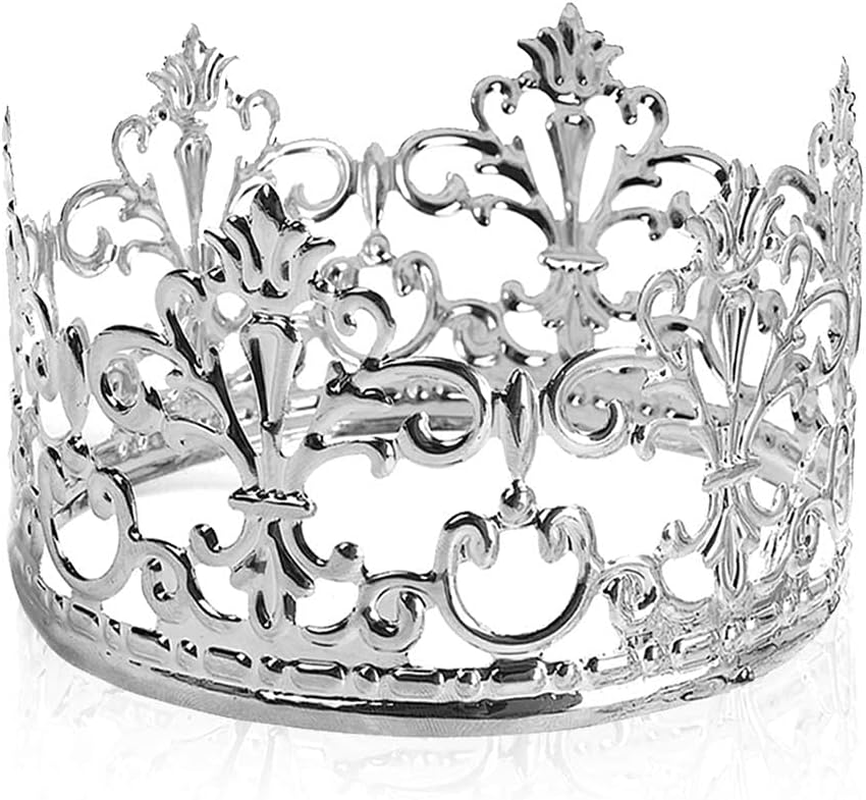 Little Vintage Crown Cake Topper Royal Themed Baby Shower Decorations Princess and Prince Headpiece (Matted Golden)