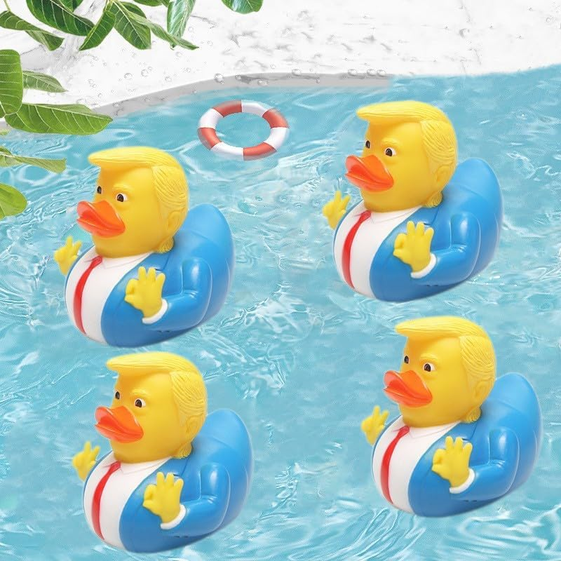 Donald Trump Flag Rubber Duck Decoration - Ornament for Car Dashboard or Bath, with Flag in Hand image number 5