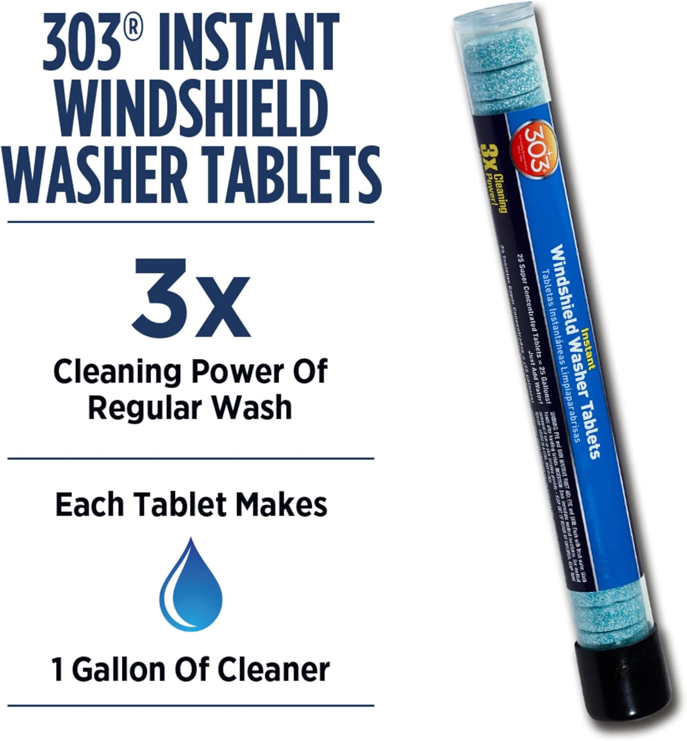 303 (230395) Products Automotive Instant Windshield Washer - 3X Cleaning Power - Super Concentrated Tablets - Just Add Water, 25 Tablet image number 6