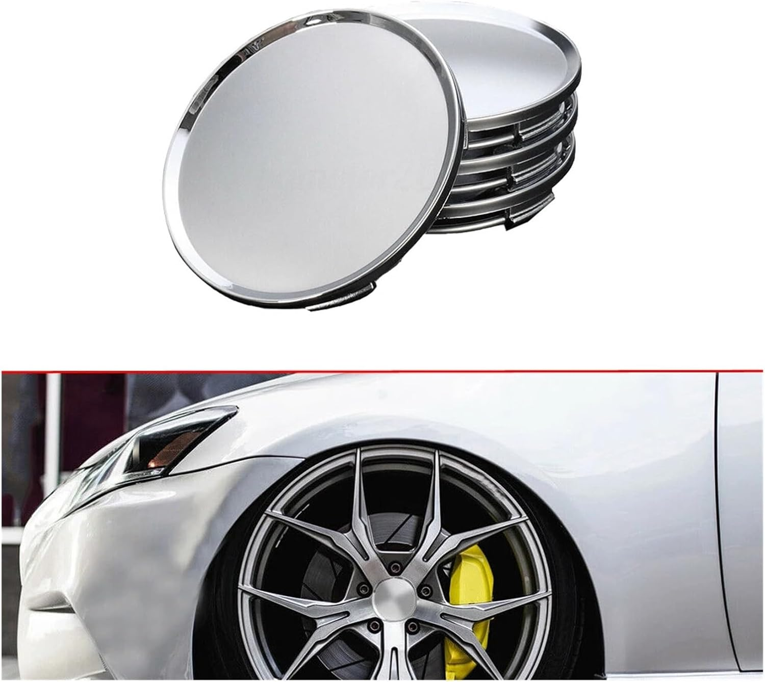 BWPEXZ 4Pcs/Set 63Mm Silver Car Auto Wheel Center Cap Covers Tyre Tire Rim Hub Cap Accessories