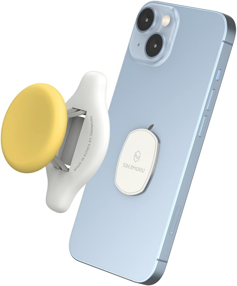 A-Type Phone Grip Stand, Sinjimoru 2 in 1 Grip as Cute Phone Stand for Iphone & Samsung Galaxy, Finger Grip Kickstand for Google Sony Motorola Huawei Asus. Sinji Mount Mini Tok Yellow image number 2