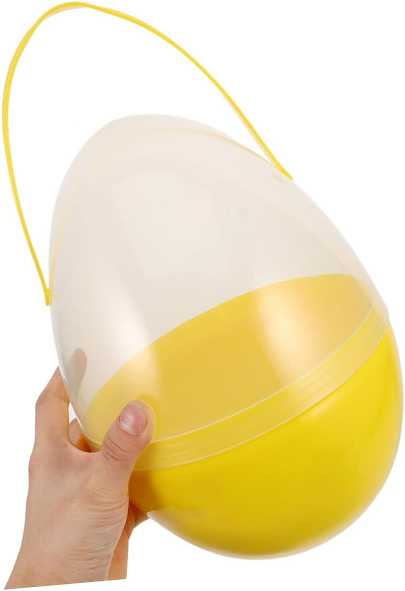 PLAFOPE 2 PC Jumbo Easter Egg Giant Plastic Eggs with Handles Large Containers Plastic Egg Shaped Buckets Baskets for Easter Hunt Party Favor Decoration Yellow - Sky-Blue image number 3