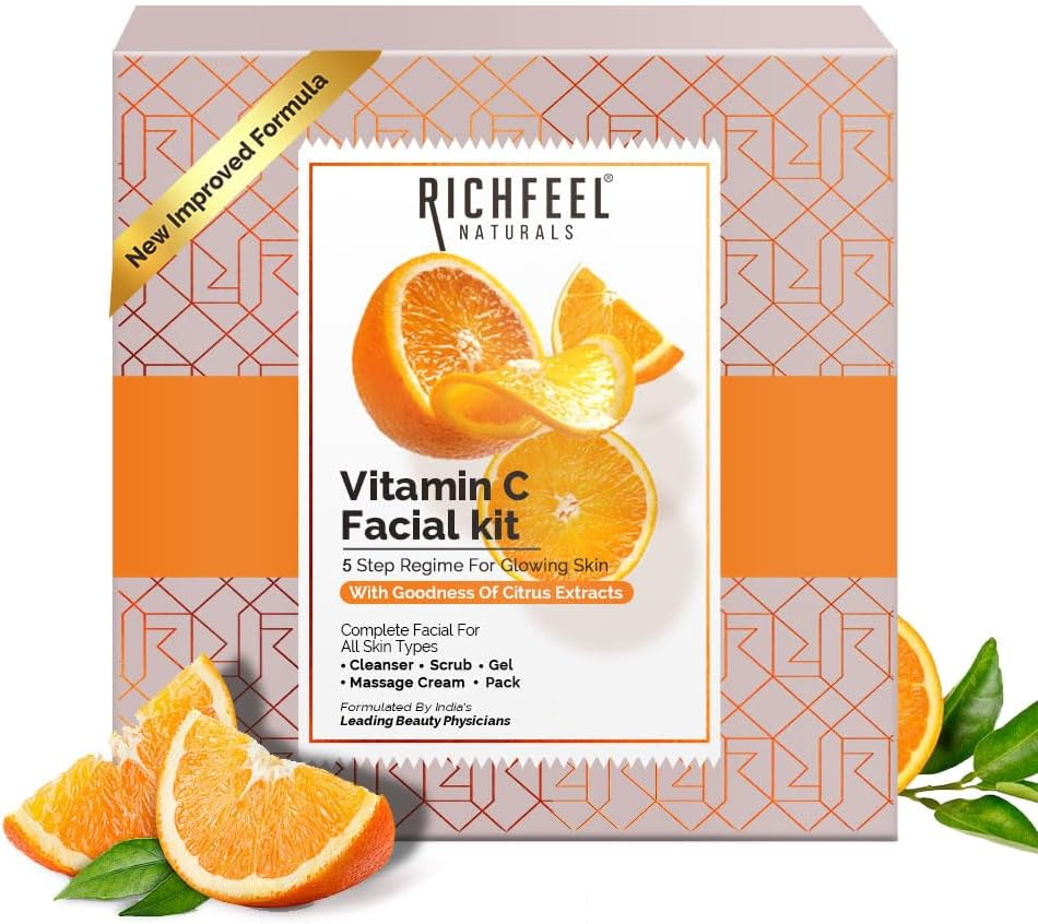Richfeel Brightening Facial Kit with Vitamin C | for Glowing Skin | Tan Removal| 30 G