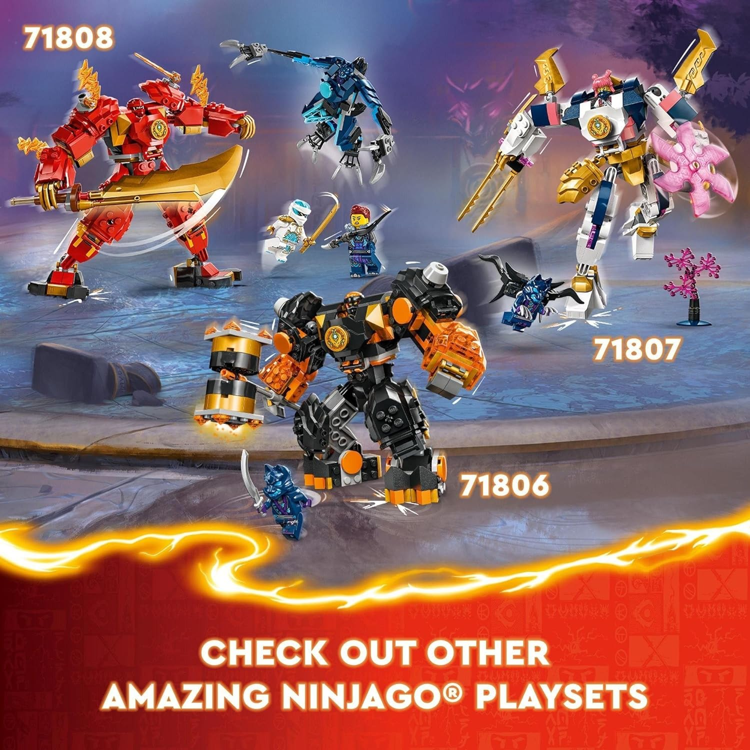 LEGO NINJAGO Cole&rsquo;S Elemental Earth Mech Set, Collectible Ninja Toy for 7 plus Year Old Boys and Girls, Action Figure with Cole Minifigure, Kids Toy Treat for Dragons Rising Fans 71806 image number 6