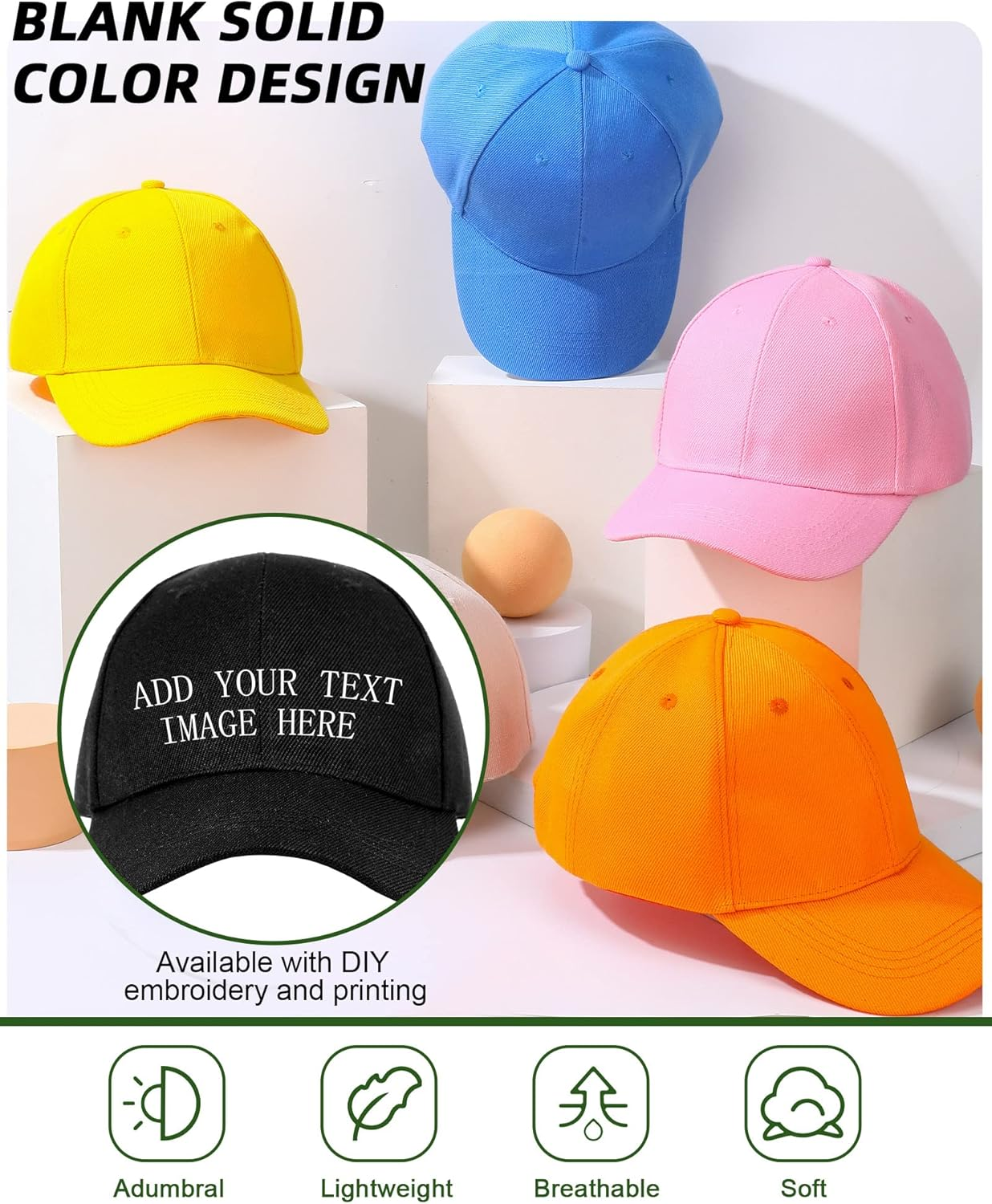 24 Pieces Blank Baseball Cap Adjustable Back Strap Plain Blank Camouflage Hat Unisex Baseball Cap for Trucker Men Women - Colorful image number 6