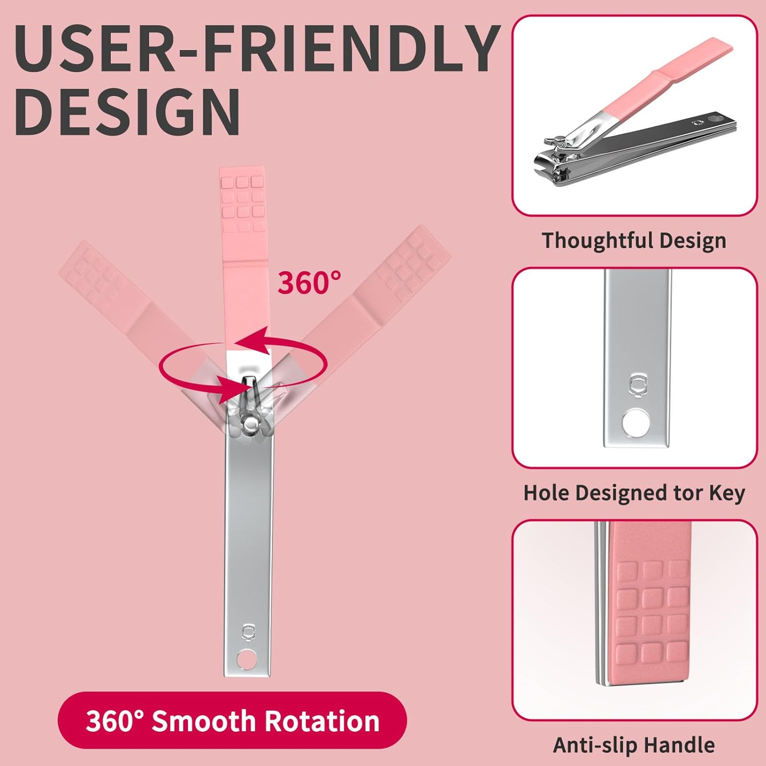 ZIZZON Manicure Set 18 in 1 Professional Pedicure Set Nail Scissors Grooming Kit with Leather Travel Case Pink image number 5