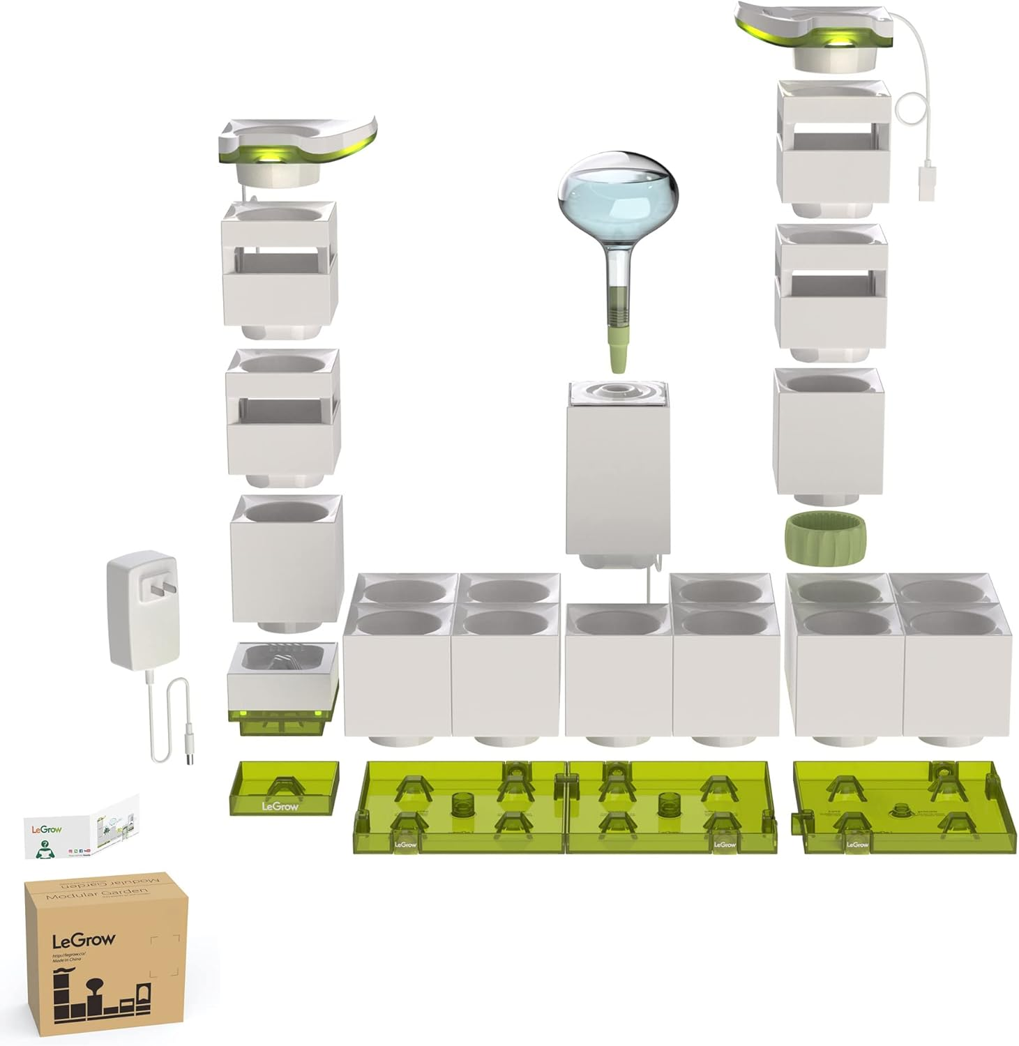 Legrow Home Garden, Enjoy the Natural Landscape Daily, Automatic LED Grow Light, 7 Days Watering Free Ecosystem, Modular Design Fits Any Space, Write, [Plants NOT Included].