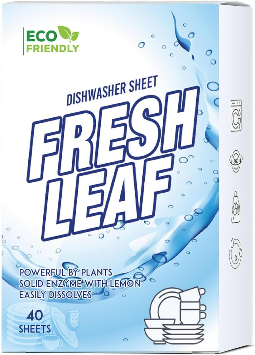 Eco Friendly Dishwasher Detergent Sheets - 40 Rinse Tabs Solid Enzyme - Plastic Free Plant-Based Zero Waste Dishwashing Dish Liquidless Soap Pods Aid Washer Tablets Kitchen Powder Travel image number 4