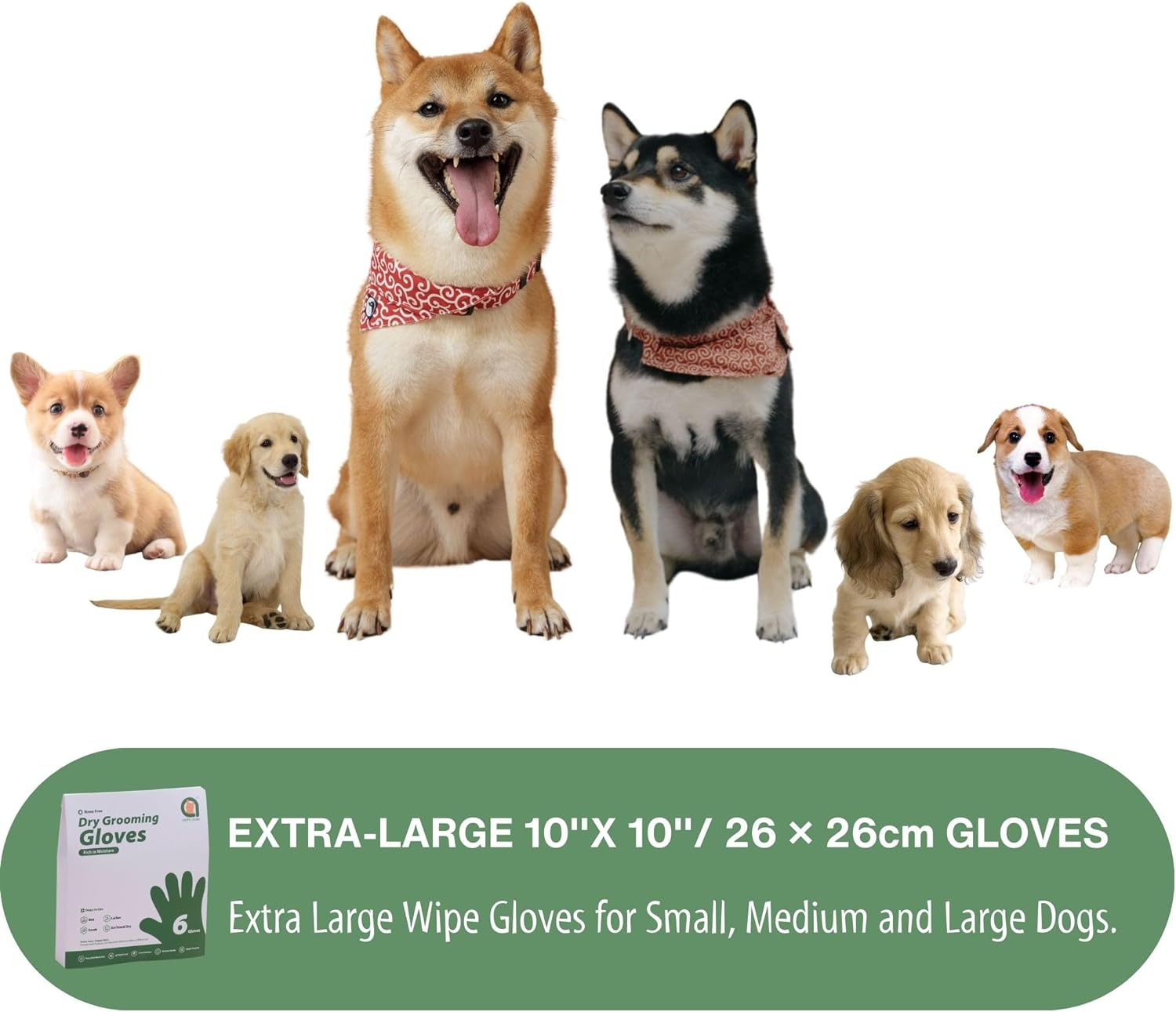 Dog Cleaning Gloves Wipes, Pet Cat Grooming Glove, Disposable Enhanced Five Finger Design Pet Glove Wipes for Dogs, Rinse Free Dry Gloves Suitable for Pet Families Cleaning (6 Gloves) image number 5