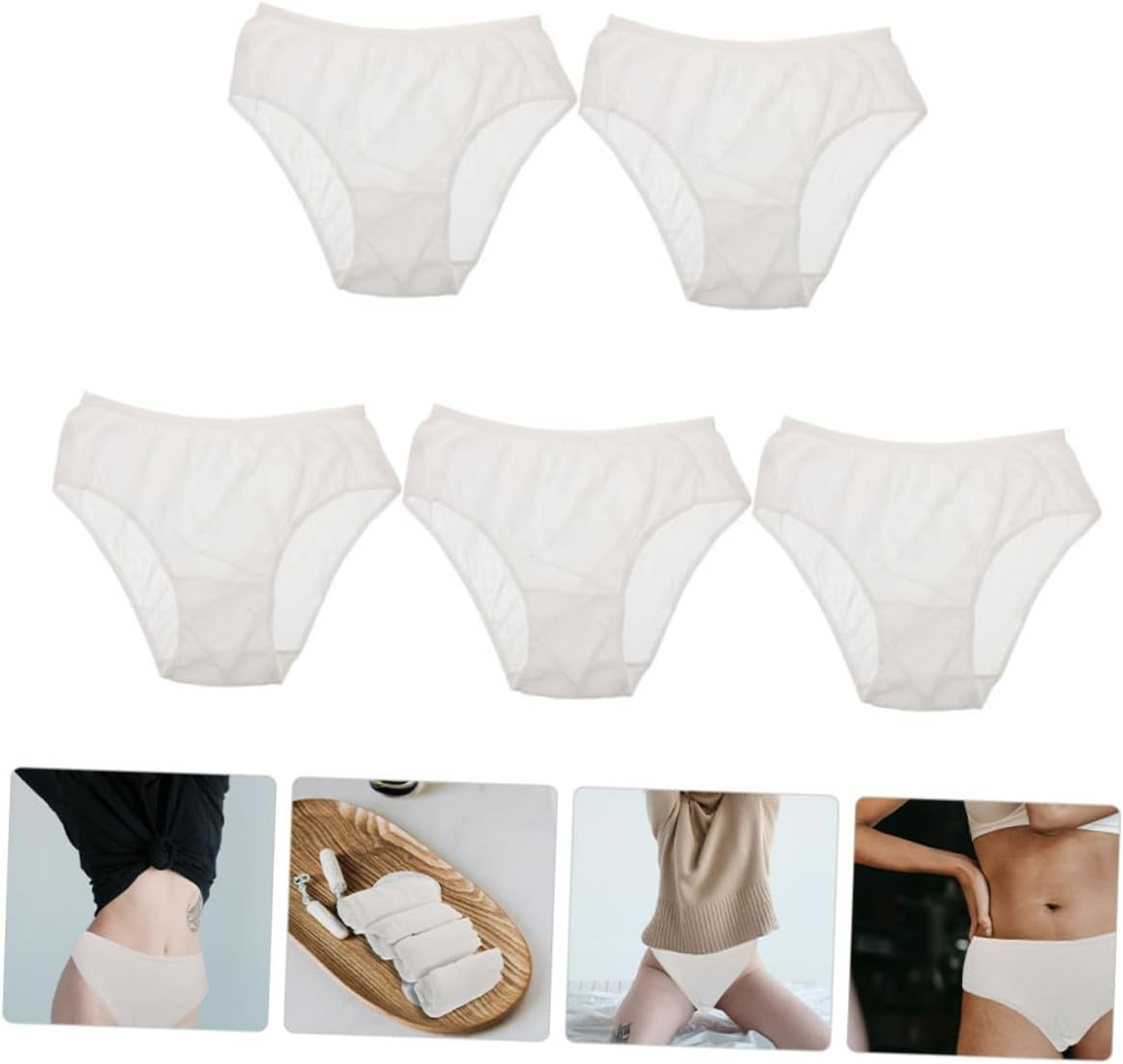 Mipcase 5Pcs Disposable Cotton Maternity Briefs Elastic Professional Female Underwear for Travel Lightweight Portable Women Pregnancy Use image number 1