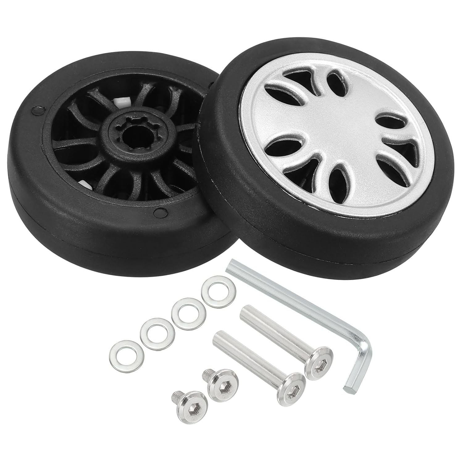Uxcell Replacement Luggage Suitcase Wheels Repair Kit, 51Mmx15Mm Wear-Resistant & Mute 360 Swivel Caster Wheels image number 3