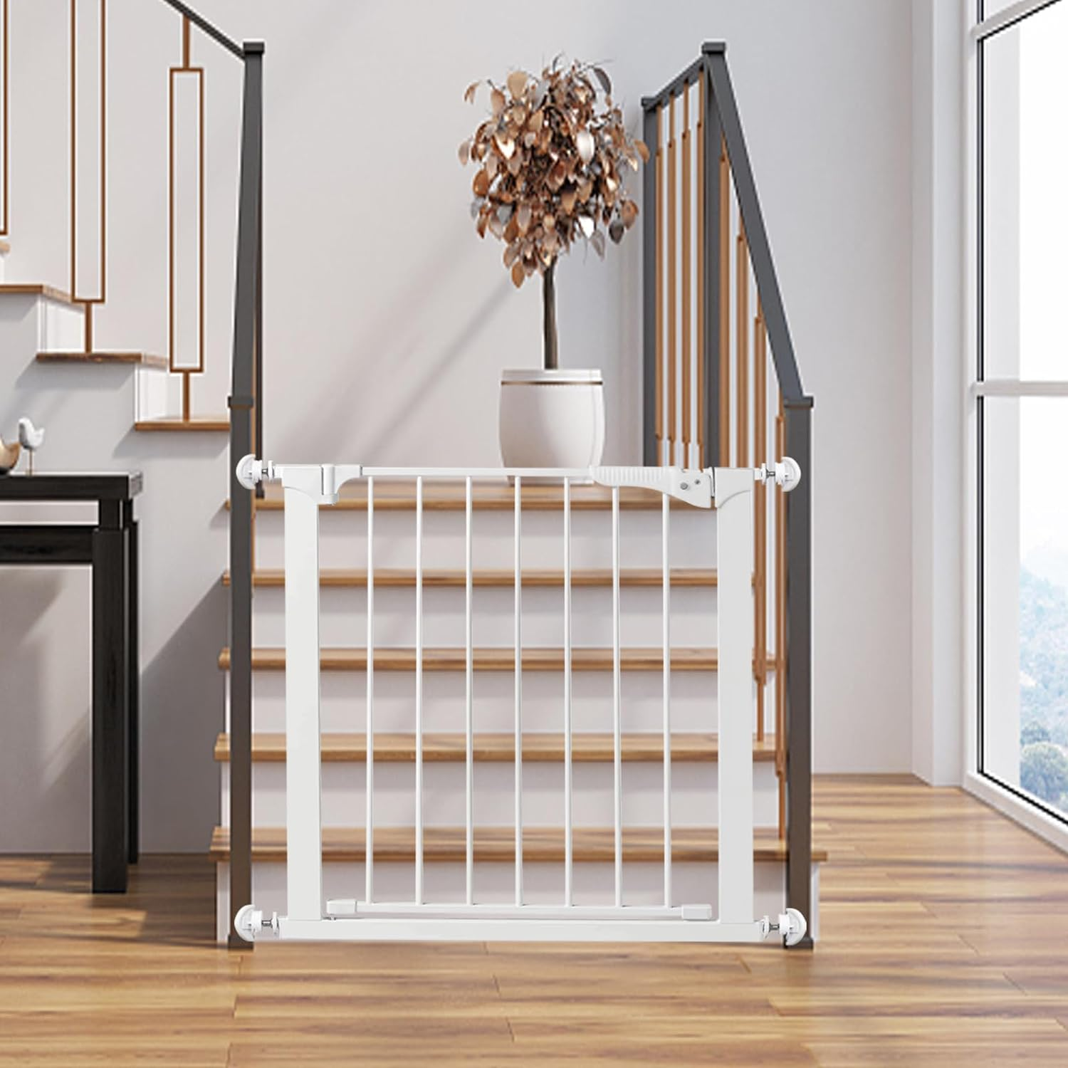 Baby Gate Banister Adapter (2 Pack) Universal Hardware for Pressure Mounted Gate - Stairs to Wall Parts for Pets - Extender for Banisters, White image number 5