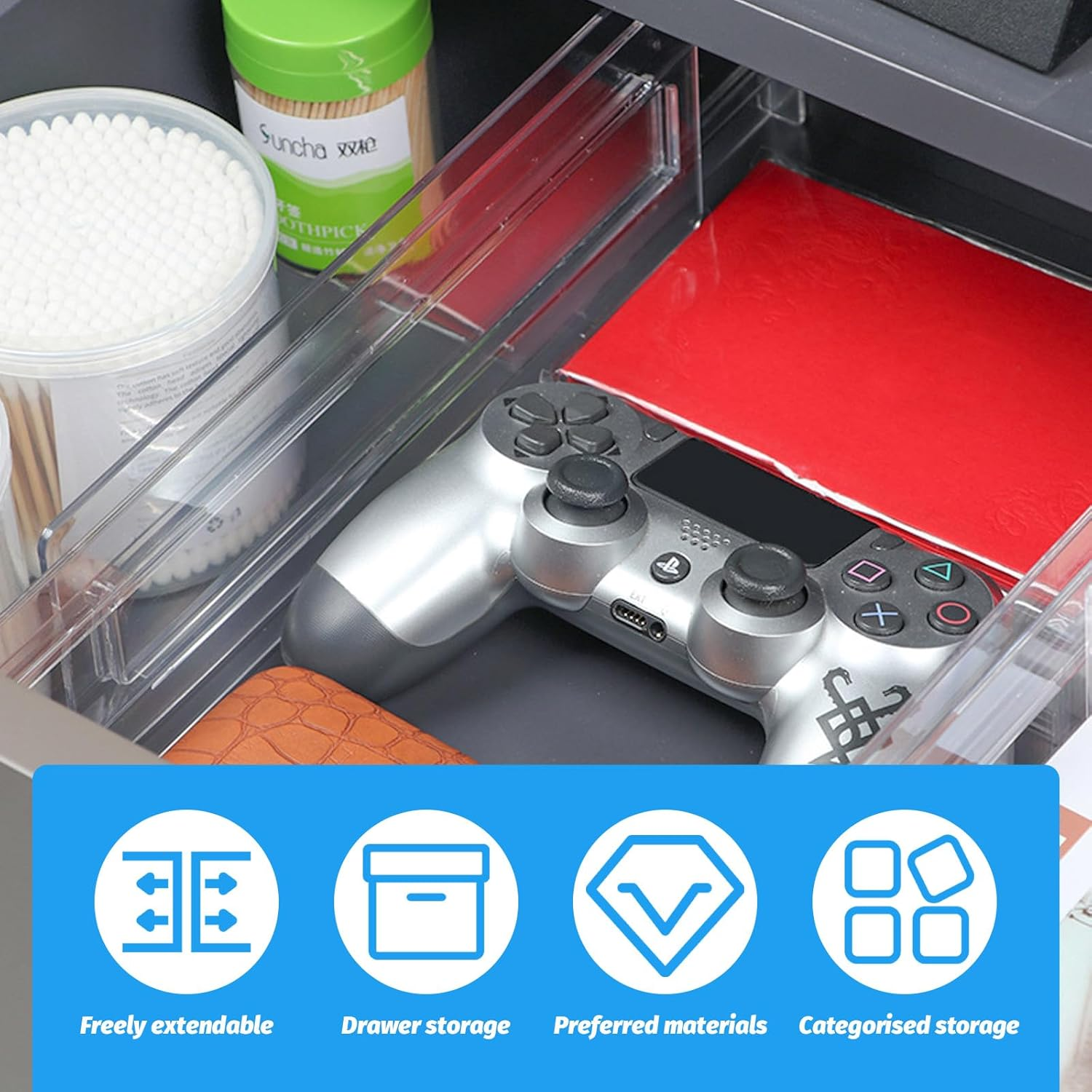 Drawer Dividers Organizers, Adjustable 3.2" High, Expandable from 11-20.8", Clear Plastic Drawer Organizers for Kitchen, Office, Clothing, Bathroom, Bedroom, Home Storage（10Pack）