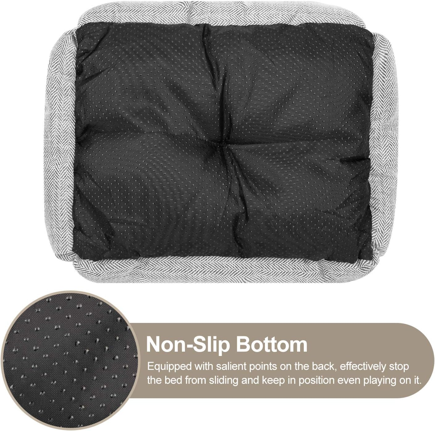 FURTIME Dog Bed for Large Medium Small Dogs Soft Washable Pet Bed Orthopedic Dog Sofa Bed Breathable Rectangle Sleeping Bed Anti-Slip Bottom(25'', Grey) image number 4