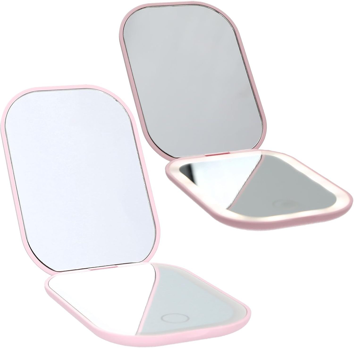 Depesche Topmodel 13502 LED Pocket Mirror Beauty and ME Folding Mirror in Pink with Magnifying Mirror and 3 Light Levels Including Charging Cable image number 3